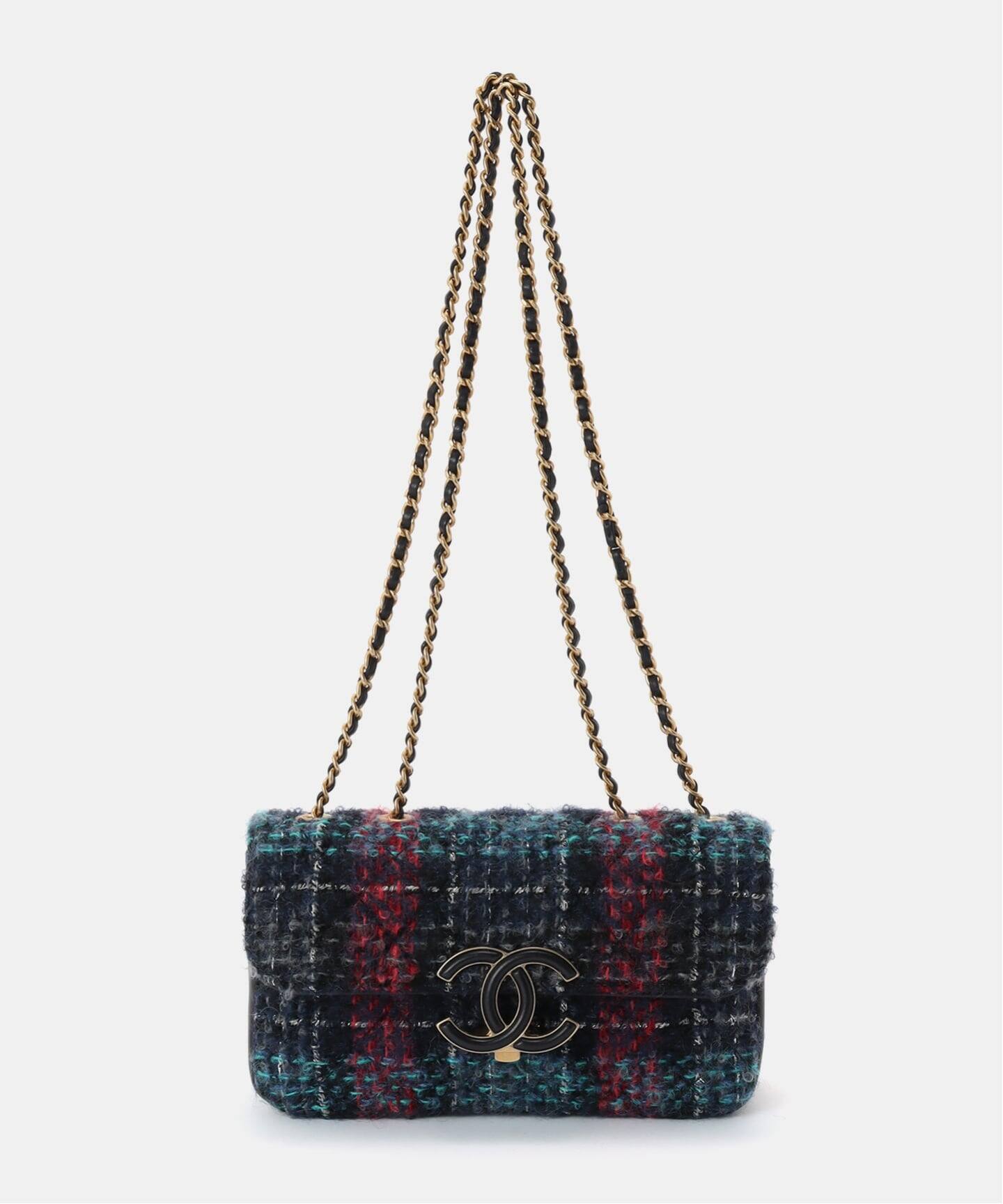 【極美品】シャネルCHANELマトラッセチェーンショルダーバッグ柄ショール布タグ CHANEL/シャネル】 Matelase チェーンショルダーバッグ 22 tweed