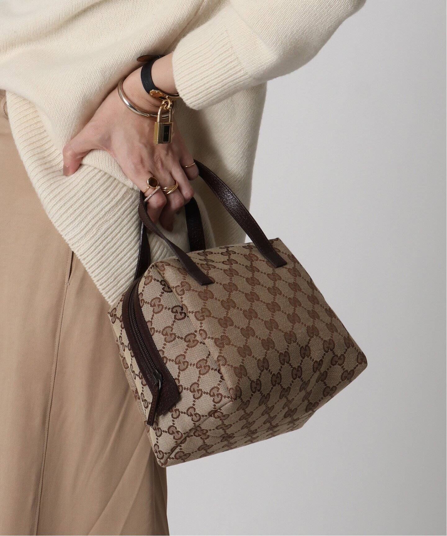 VINTAGE GUCCI/グッチ】GG ミニハンドバッグ（ハンドバッグ  