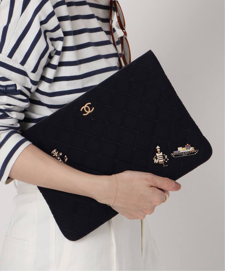 VINTAGE CHANEL/シャネル】ウールジャージー クラッチバッグ（クラッチ 