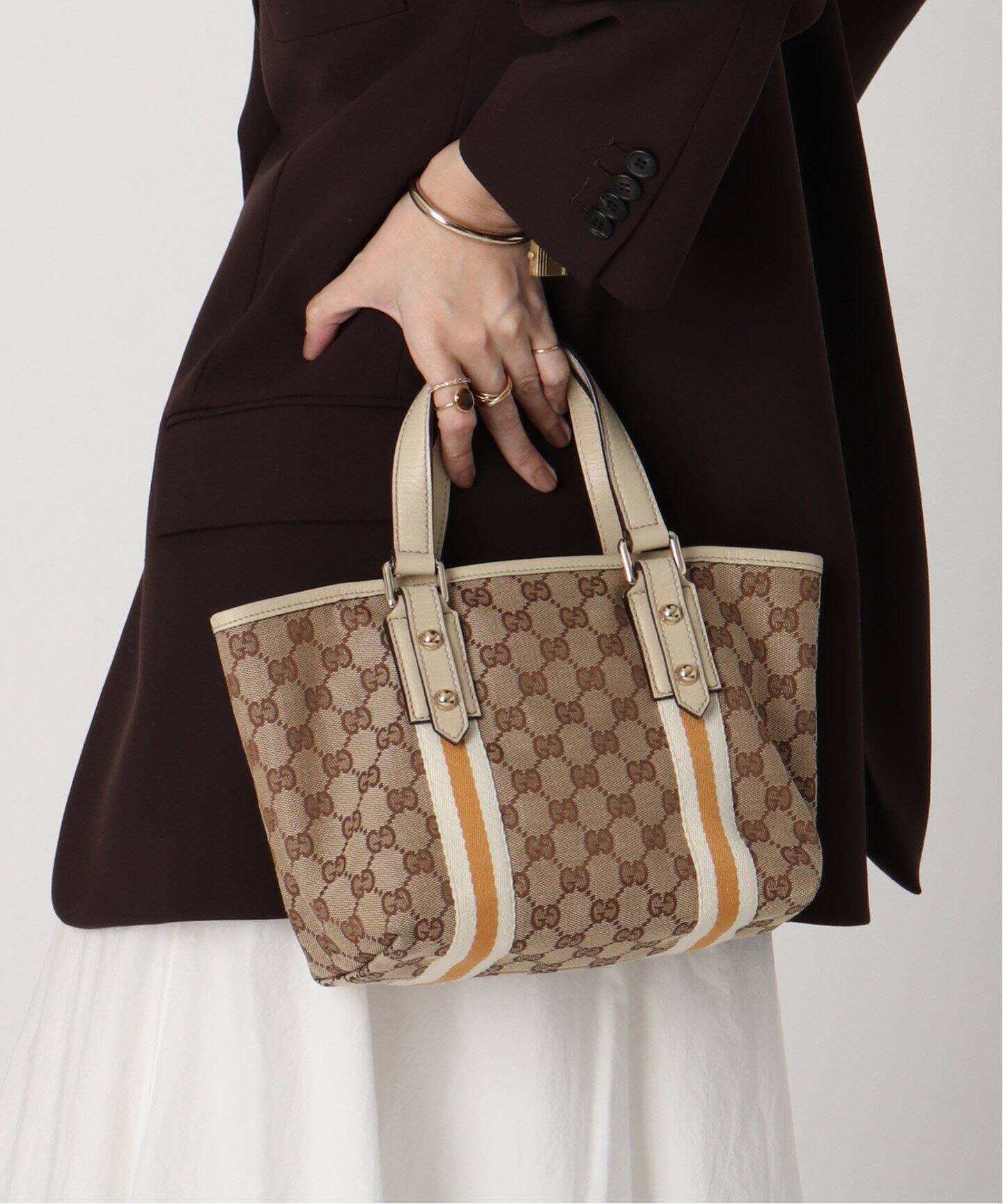 VINTAGE GUCCI/グッチ】GG ミニトートバッグ（トートバッグ 