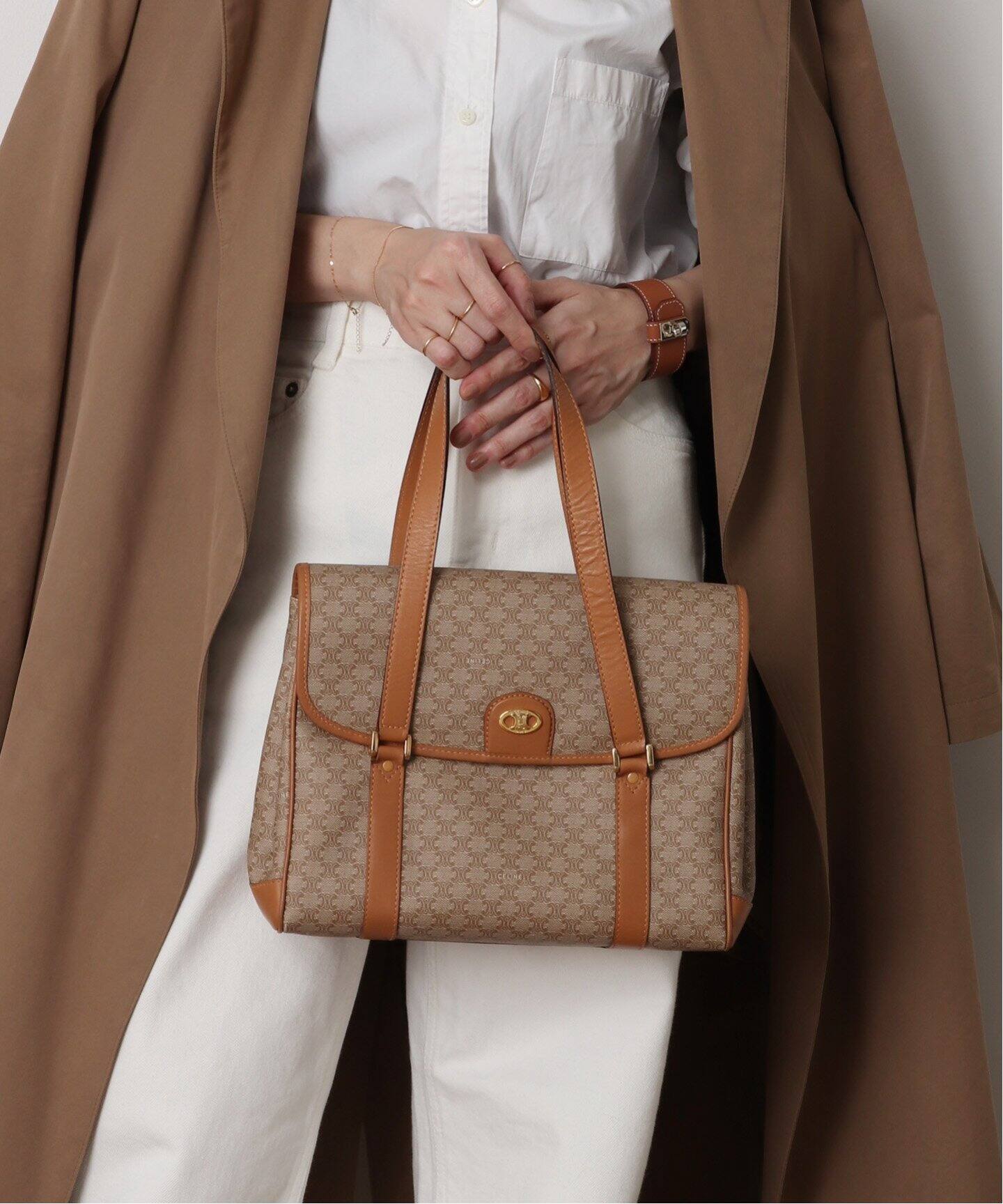 VINTAGE CELINE/セリーヌ】マカダム セミショルダーバッグ（ショルダー 