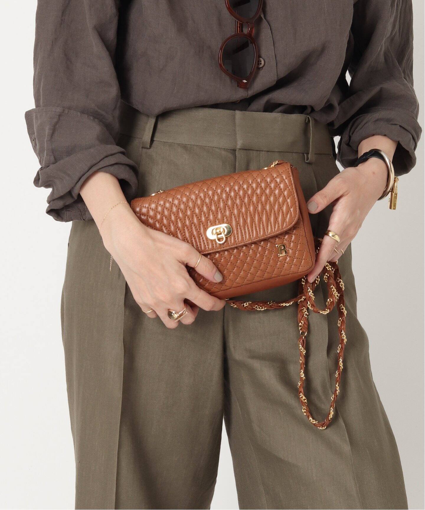 VINTAGE BALLY/バリー】チェーンショルダーバッグ（ショルダーバッグ 
