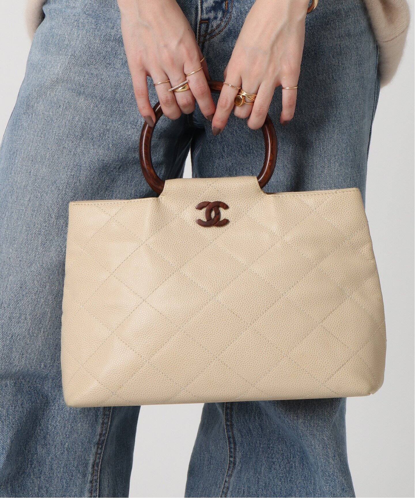 VINTAGE CHANEL/シャネル】Woodstyle tote（トートバッグ  