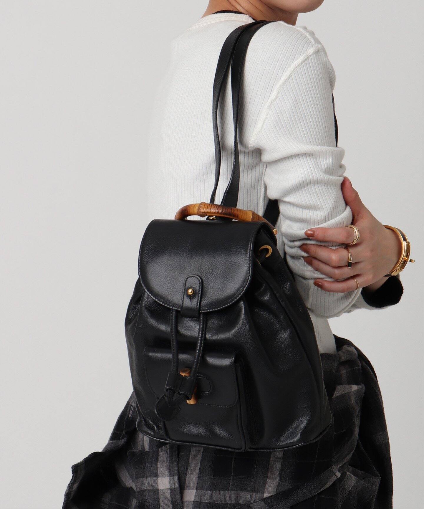 VINTAGE GUCCI/グッチ】Bamboo ミニバッグパック（バックパック  