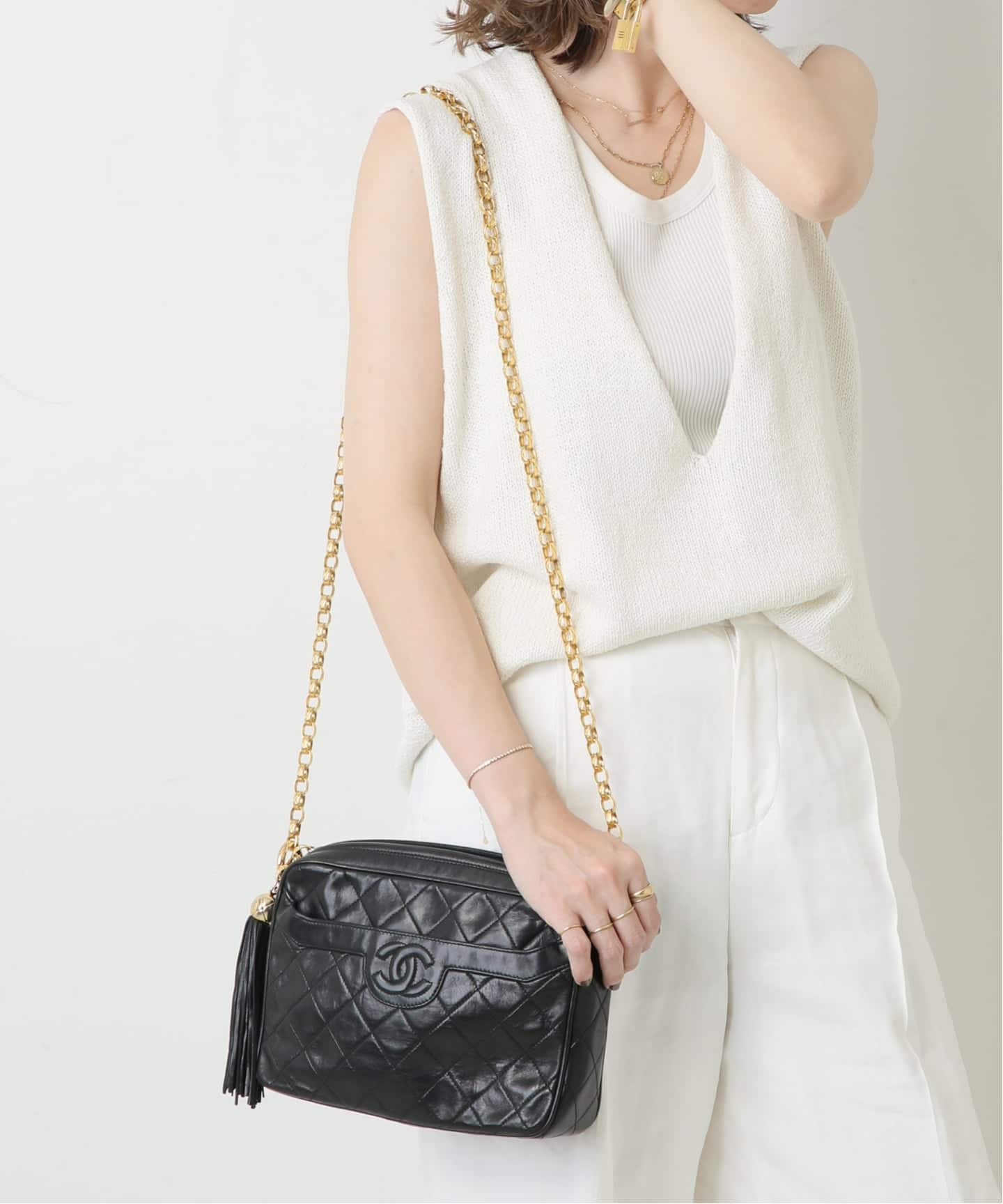 VINTAGE CHANEL/シャネル】 Matelasse チェーンショルダーバッグ 23