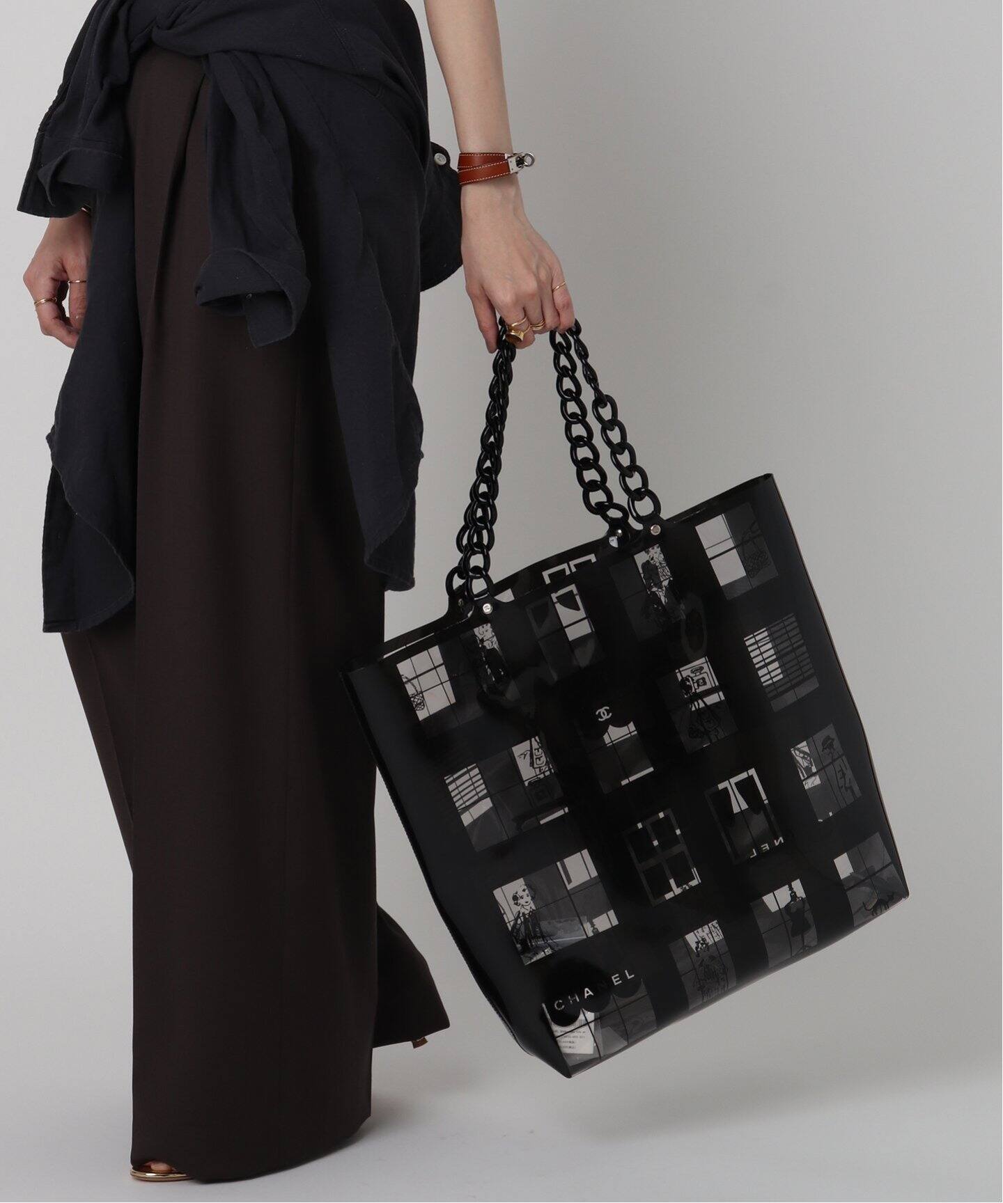 VINTAGE CHANEL/シャネル】 Windowsline ビニールトートバッグ（トート 