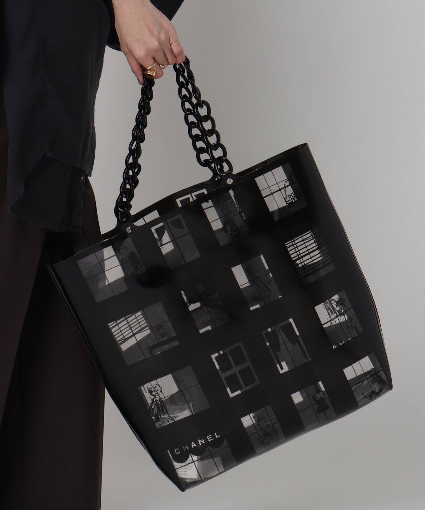 VINTAGE CHANEL/シャネル】 Windowsline ビニールトートバッグ（トート 