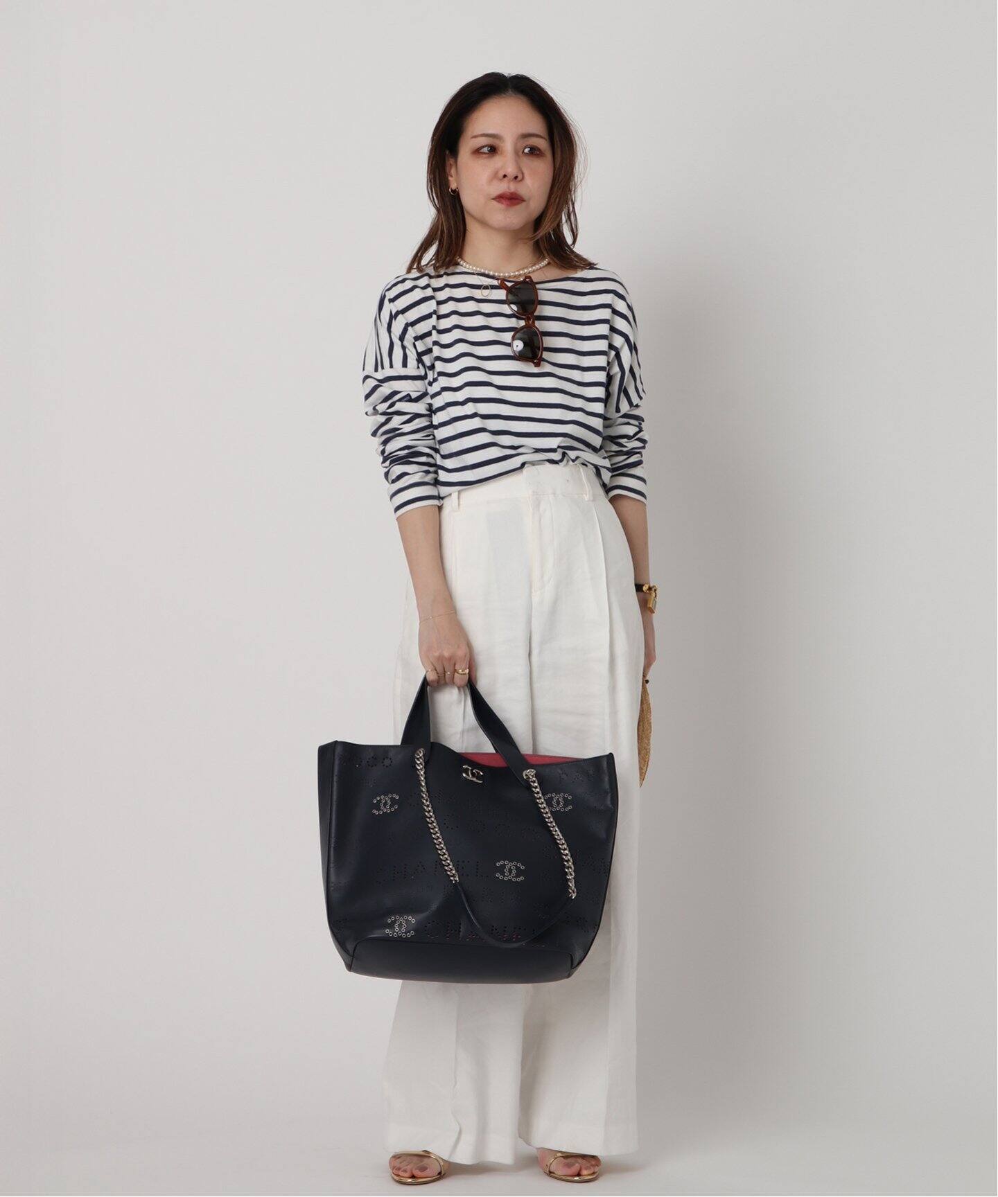VINTAGE CHANEL/シャネル】パンチング ロゴトートバッグ（トートバッグ 