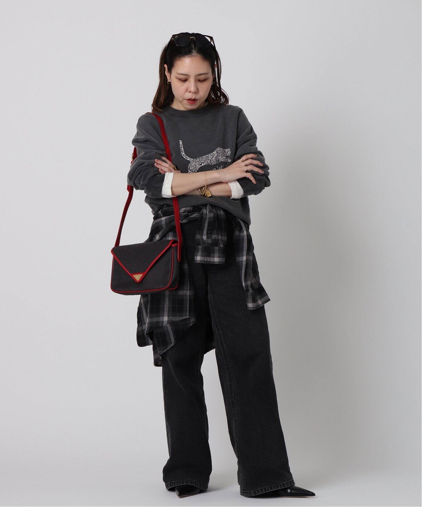 美品】イヴサンローラン ピーコート ハーフコート 金ボタン チェック  