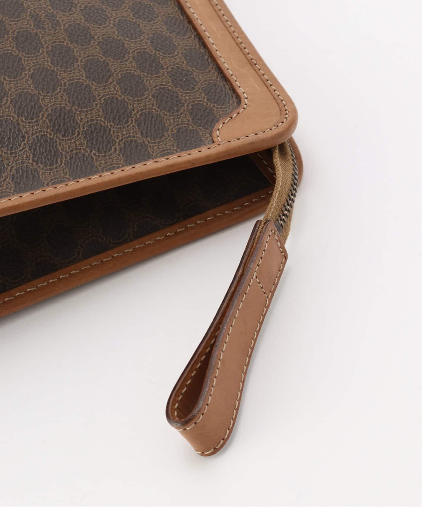 CELINE セリーヌ マカダム クラッチバッグ ブラウン レザー VINTAGE CELINE/セリーヌ】マカダム クラッチバッグ（クラッチバッグ