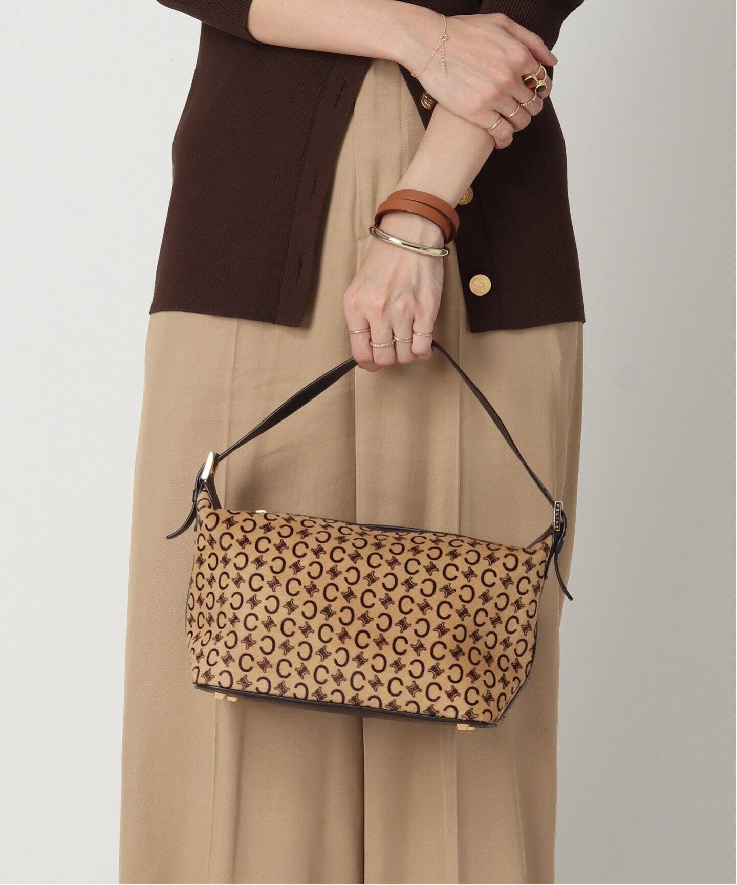 VINTAGE CELINE/セリーヌ】Cマカダム セミショルダーバッグ  