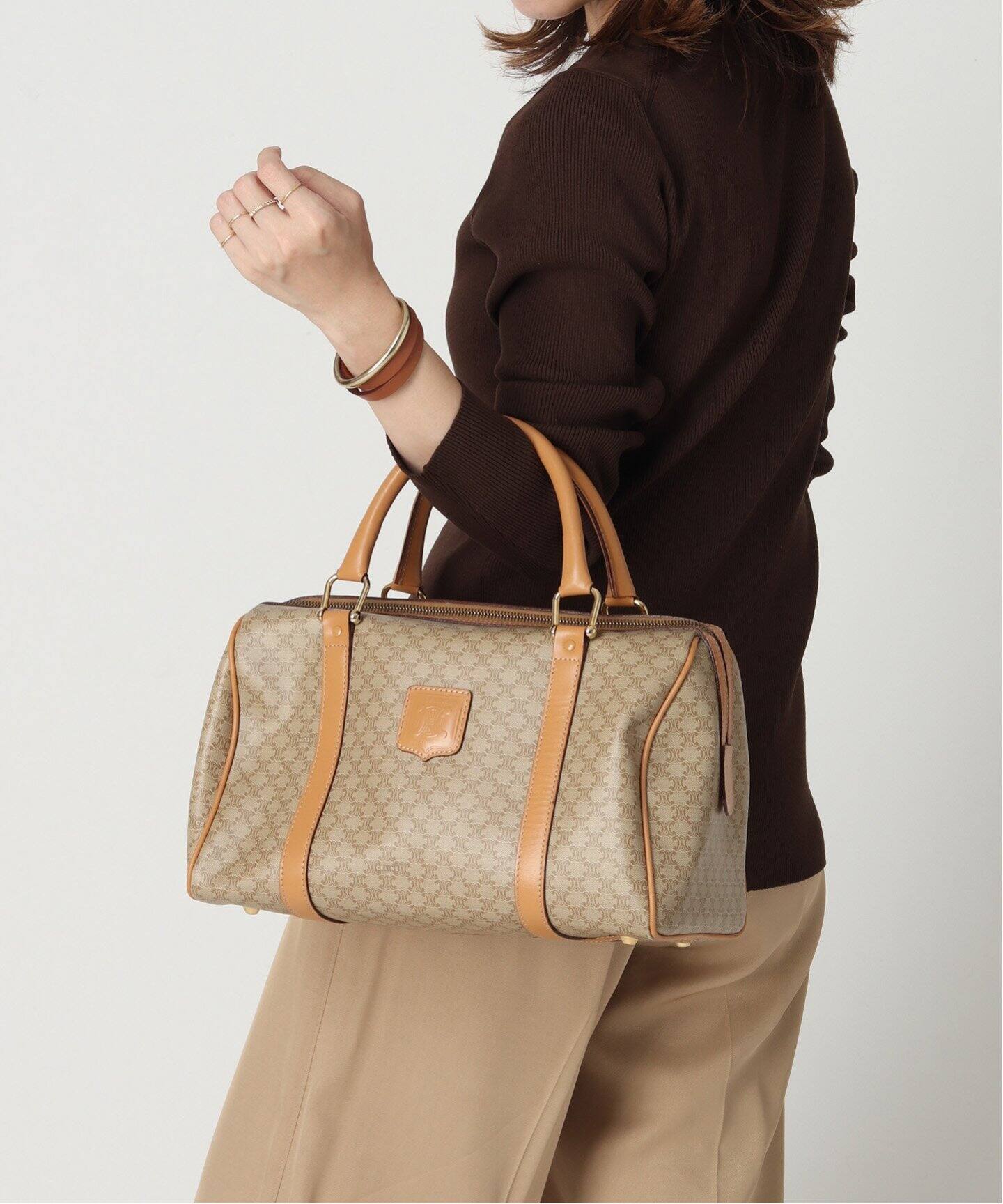 VINTAGE CELINE/セリーヌ】マカダム ボストンバッグ 30（ボストン 