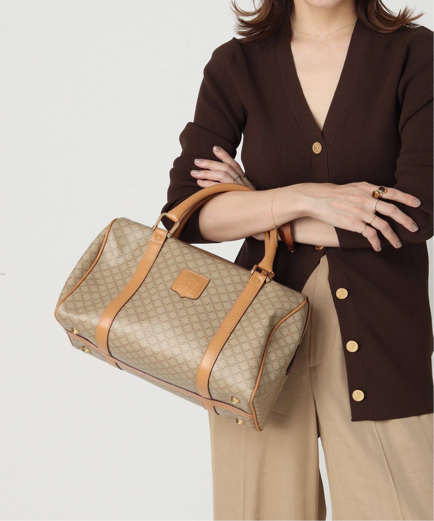 VINTAGE CELINE/セリーヌ】マカダム ボストンバッグ 30（ボストン  