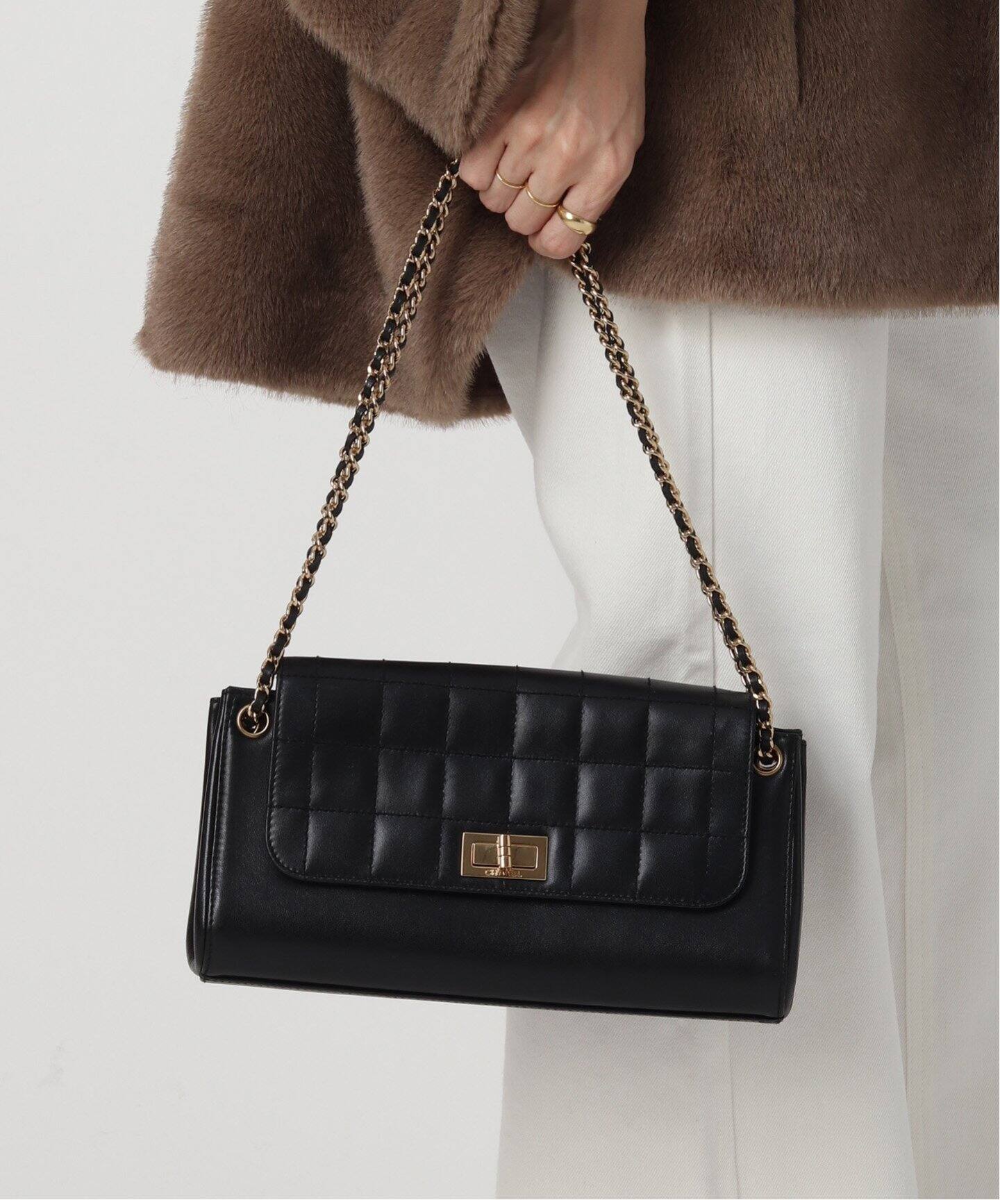 VINTAGE CHANEL/シャネル】チョコバー チェーンショルダーバッグ  