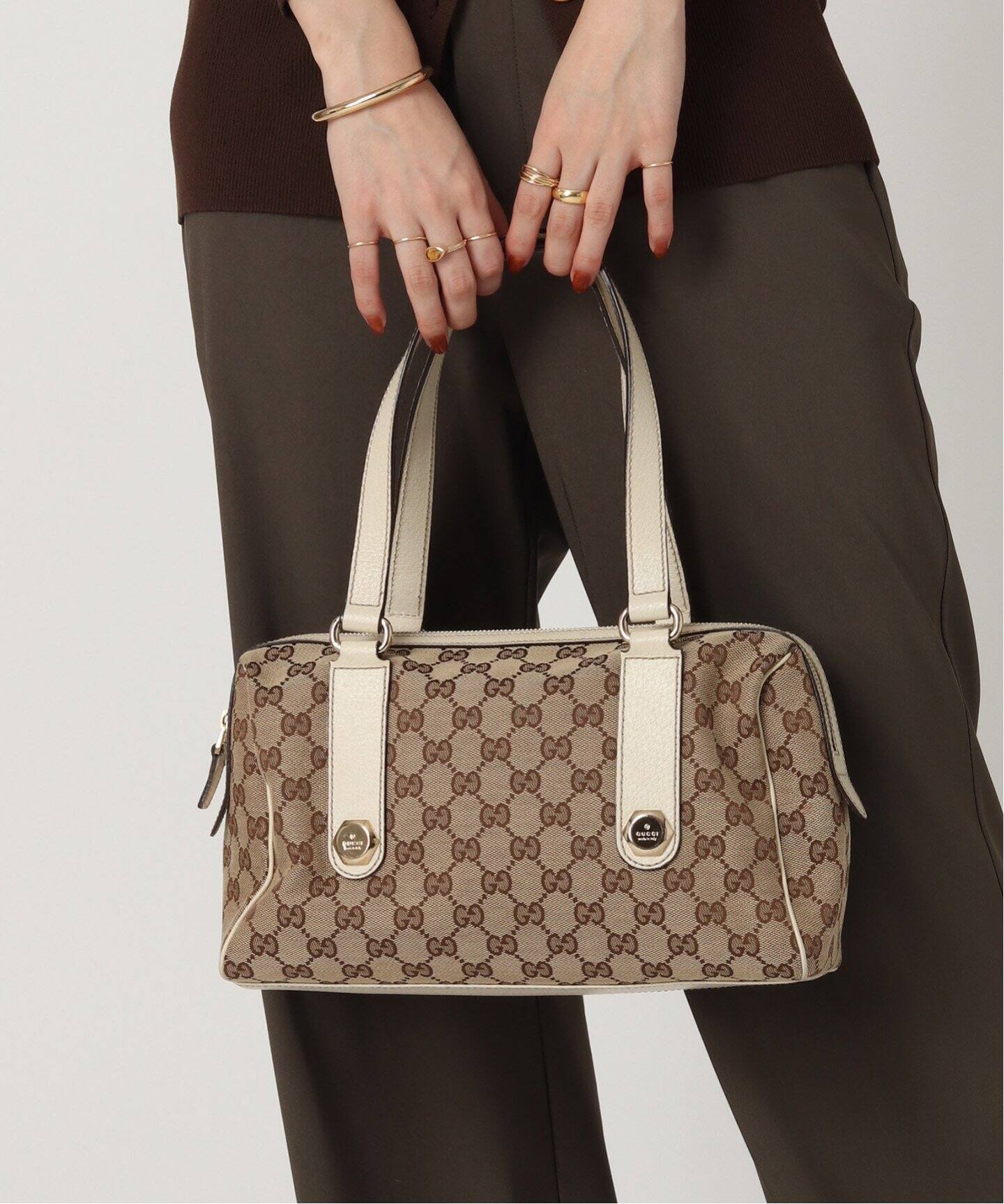 VINTAGE GUCCI/グッチ】GG ボストンバッグ（ボストンバッグ 