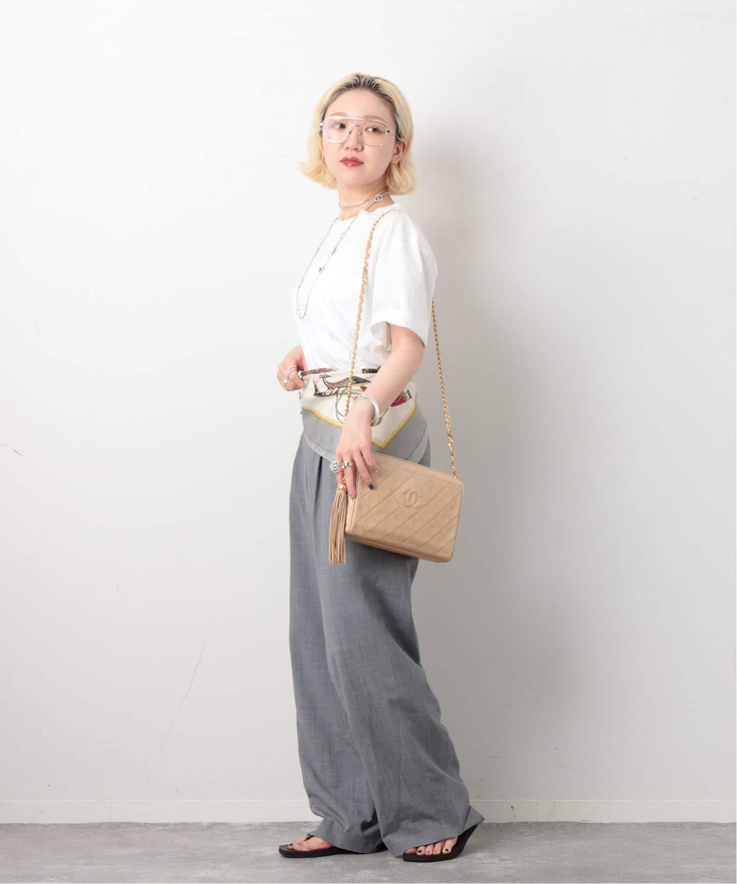 CHANELタンクトップベージュビンテージ VINTAGE CHANEL/シャネル】Matelasse shoulder bag ta（ショルダー