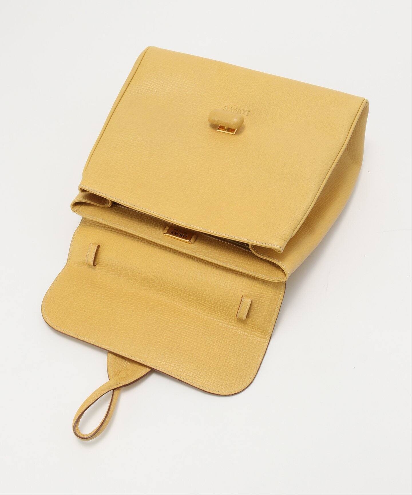 【ヴィンテージ】Rank:A☆LOEWE イエロー ミニ ショルダーバッグ ロエベ(Loewe) ラゾミニ レディース レザー ハンドバッグ