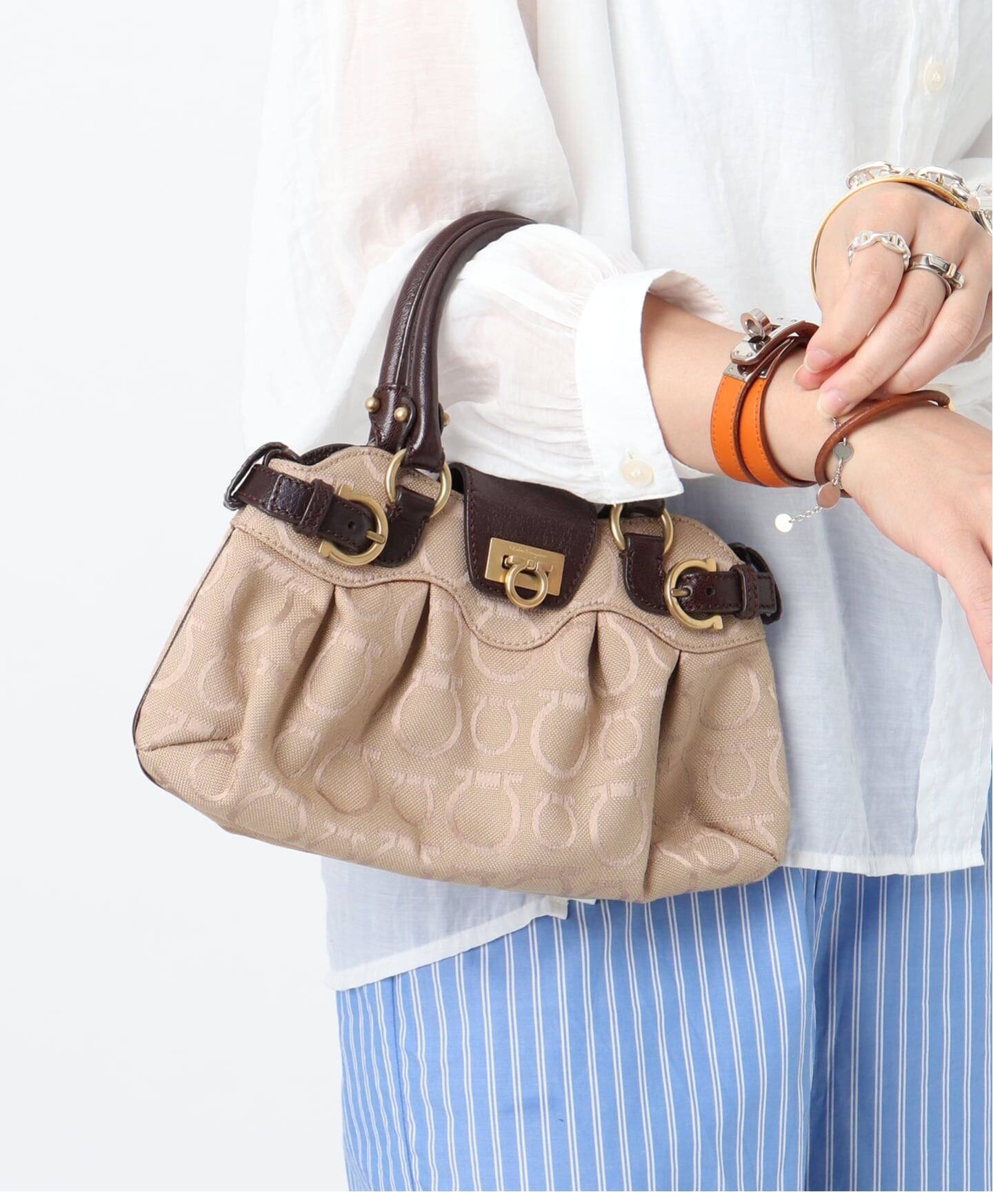 VINTAGE FERRAGAMO/フェラガモ】Gancini hand bag（ハンドバッグ 