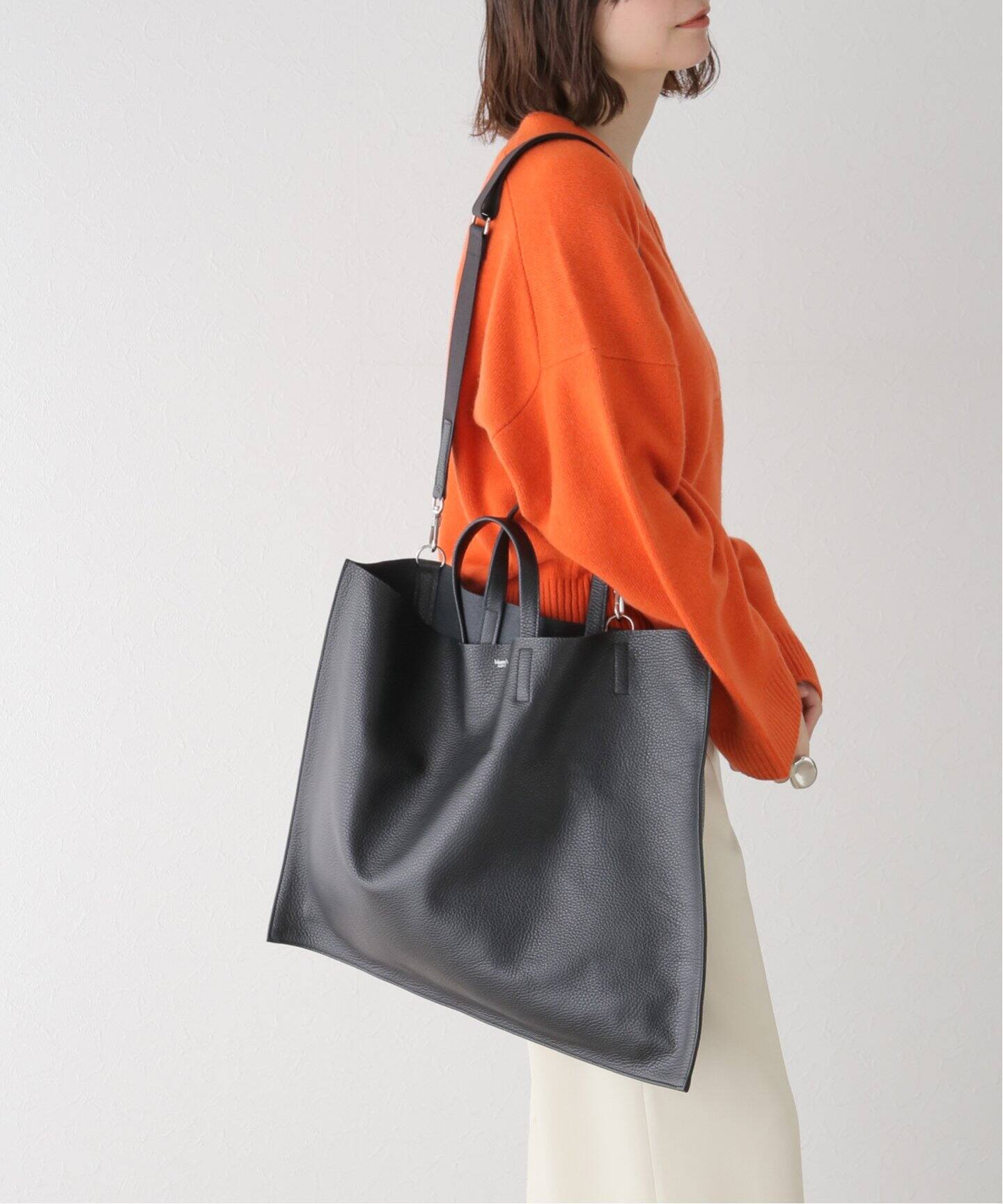 blancle (ブランクレ) | S.LEATHER GATHER BAG (l.beige) | 送料無料 トートバッグ 鞄