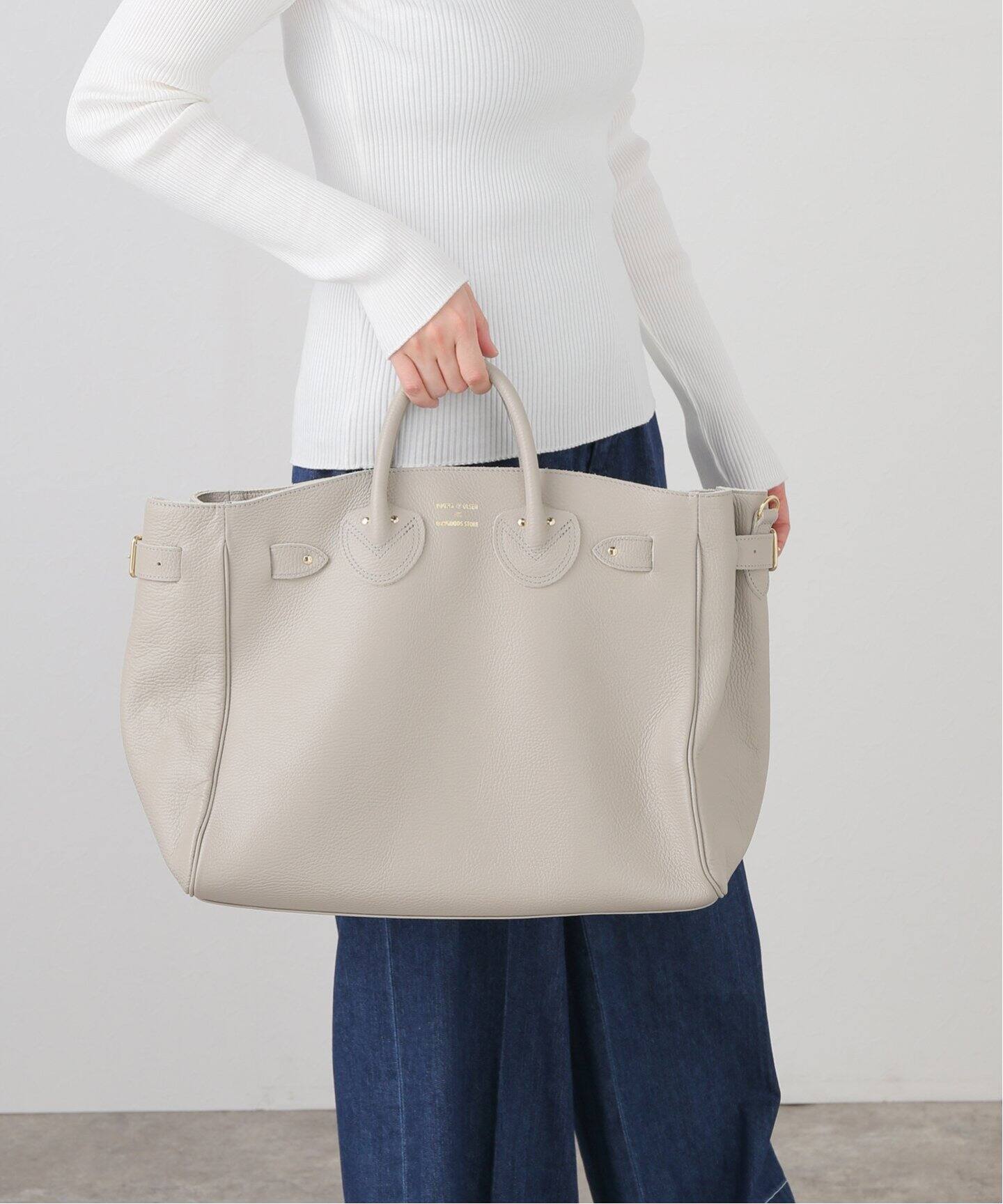 YOUNG&OLSEN/ヤングアンドオルセン EMBOSSED LEATHER BELTED TOTE  