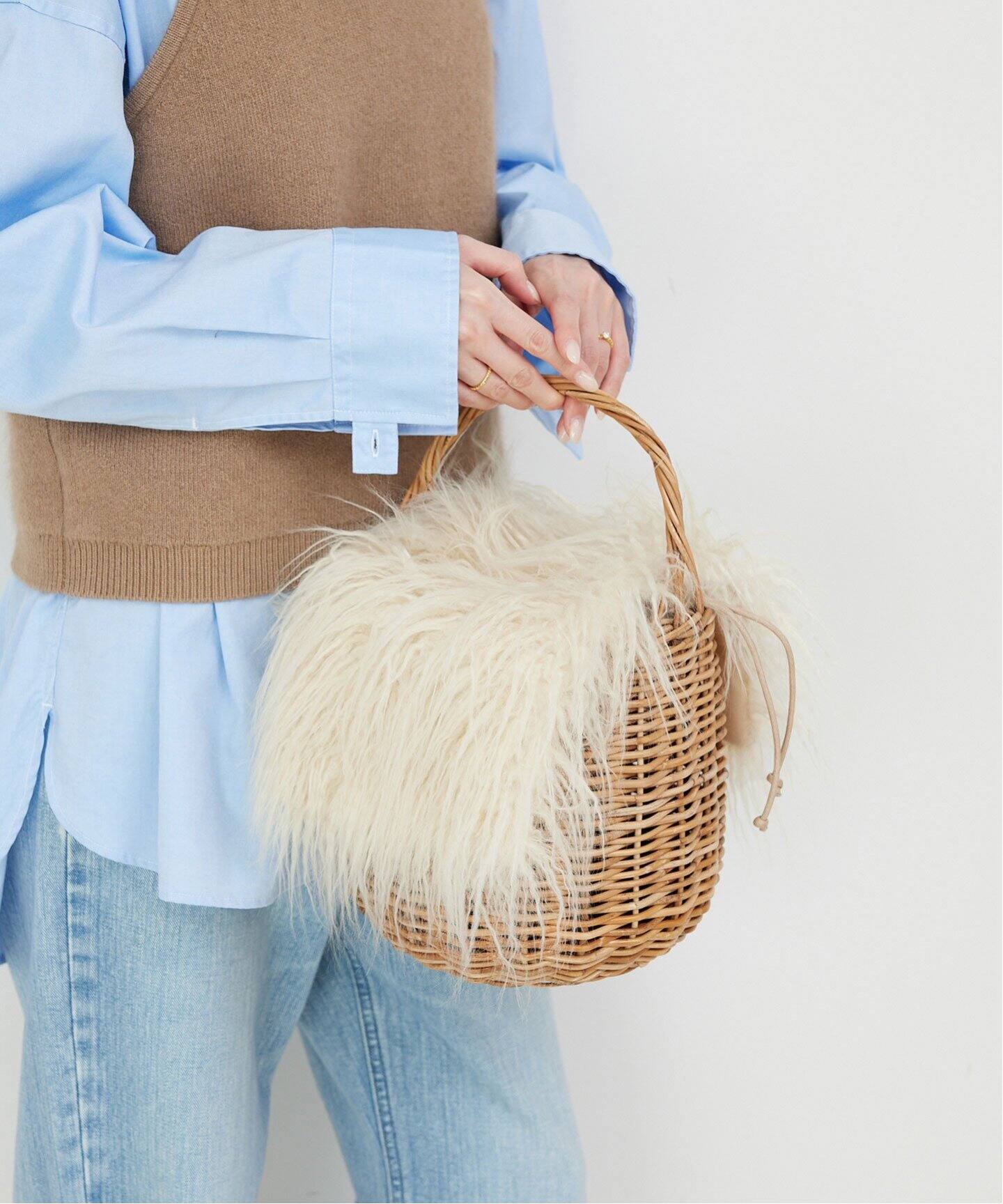 BAGMATI/バグマティ ファーカゴバッグ BBK24-SS28-FUR（かごバッグ  