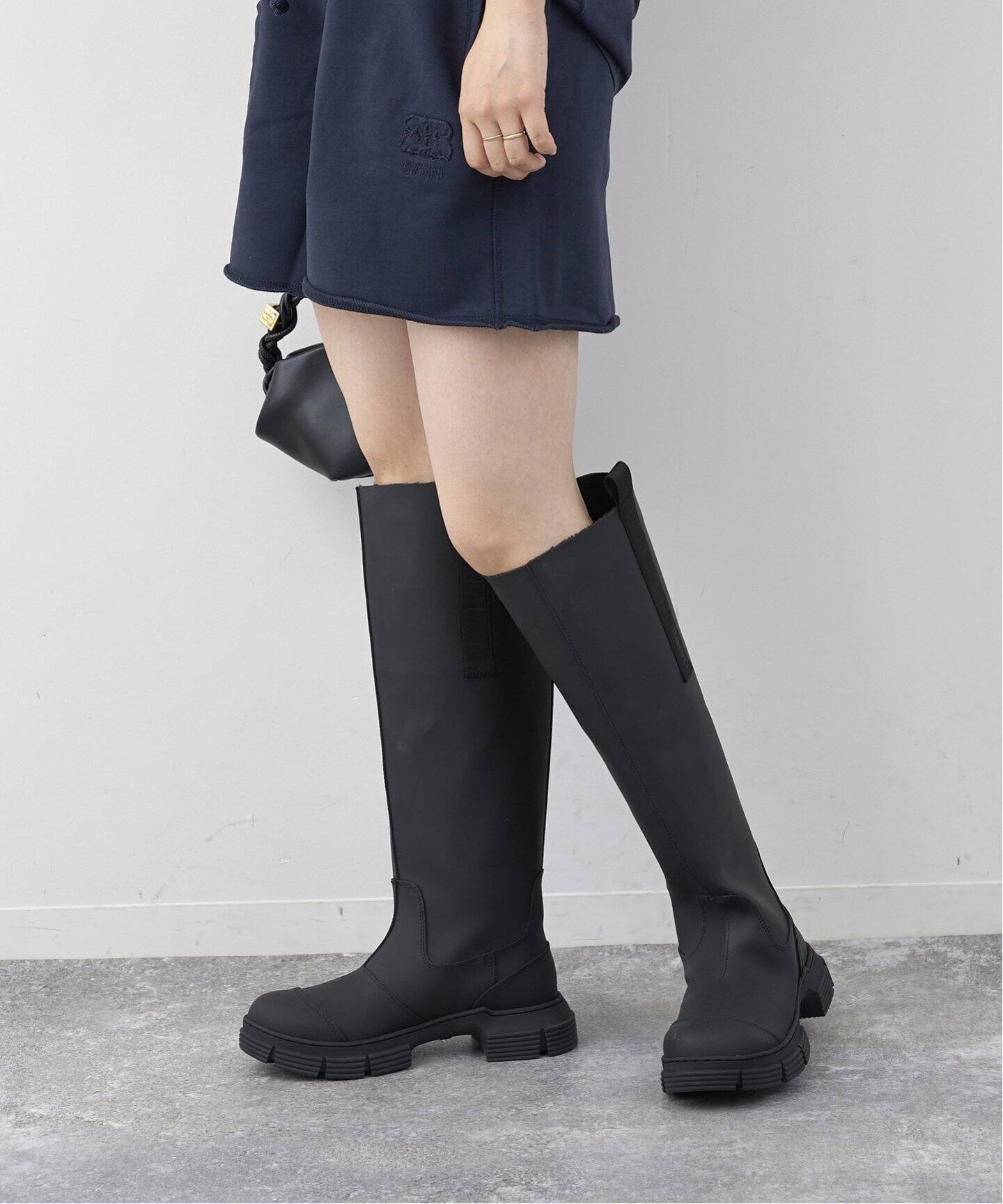 ganniガニーRecycled Rubber Country Boot 黒-馬着 ステーブルシート 