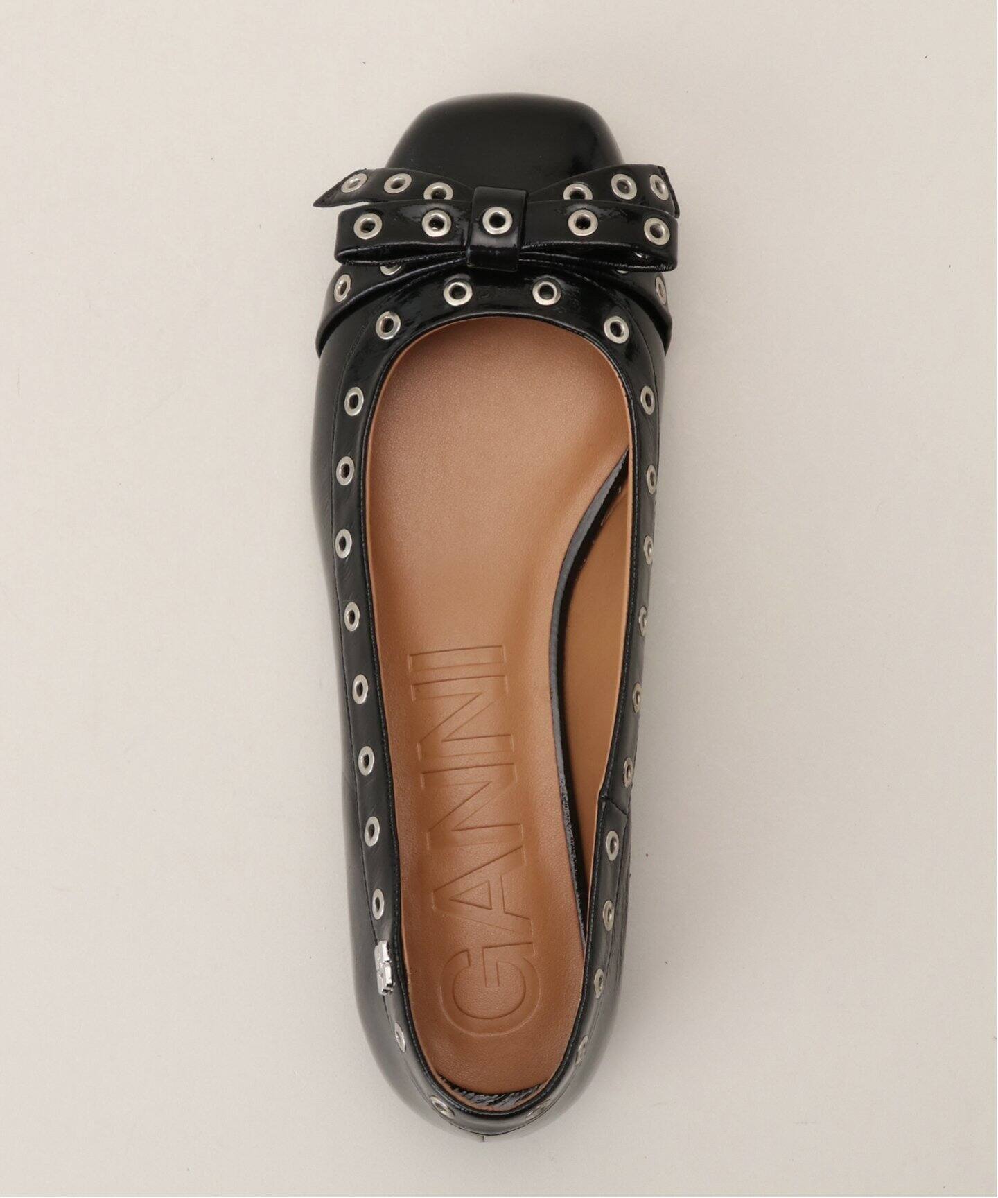 靴 Eyelets Bow Ballerina Naplack GANNI Eyelets Bow Ballerina Naplack GANNI