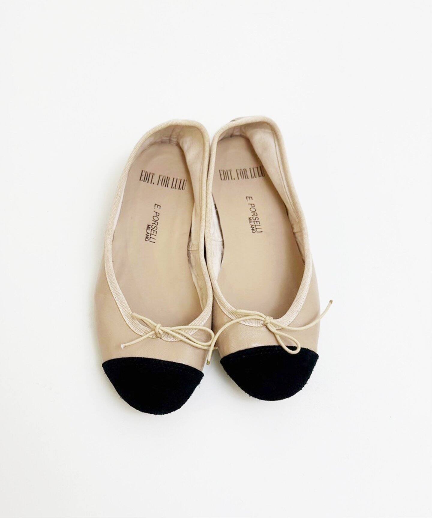 ポルセリ E.PORSELLI さしあげ Cloth＆Cross 別注バレエシューズ