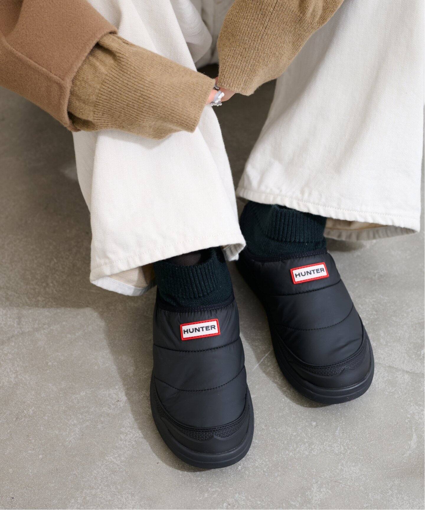 HUNTER/ハンター PUFFER KNITTED CUFF BOOT（ブーティ・ショートブーツ
