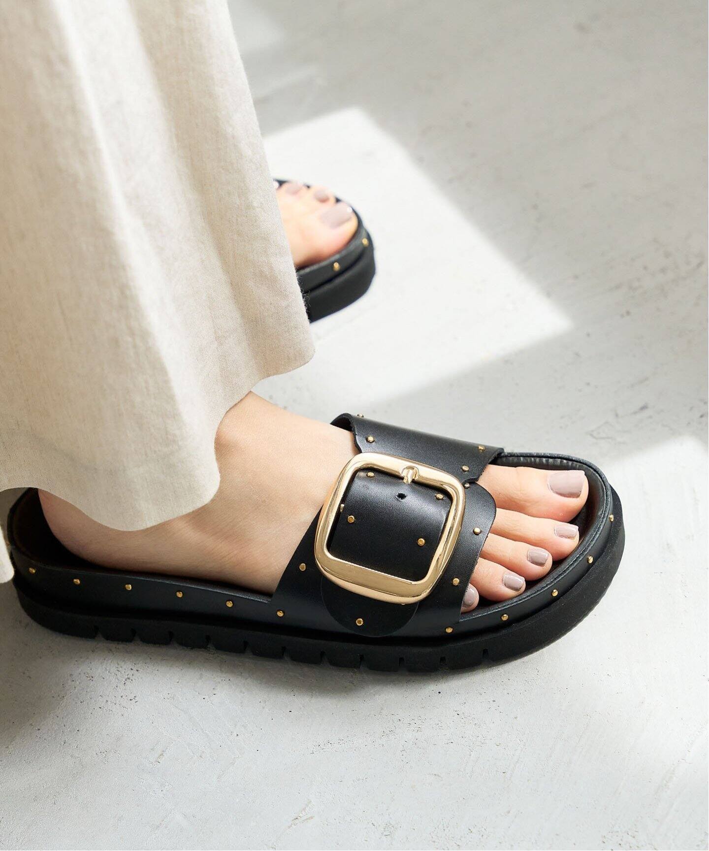 &other step/アンドアザーステップ スライドスタッズサンダル  