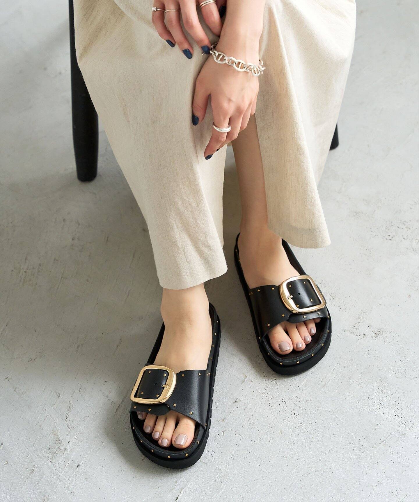 &other step/アンドアザーステップ スライドスタッズサンダル  