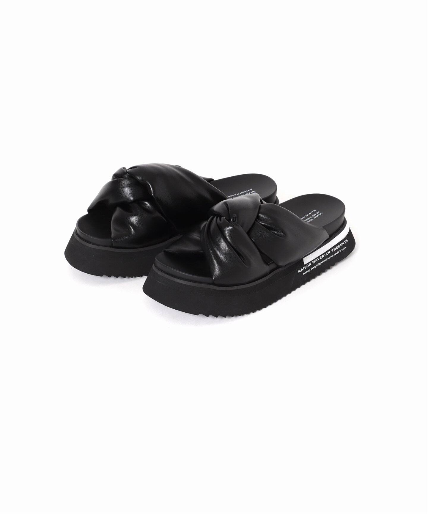 MAISON MAVERICK ブラックサンダル ねじれデザイン Lサイズ MAISON MAVERICK ブラックサンダル ねじれデザイン Lサイズ