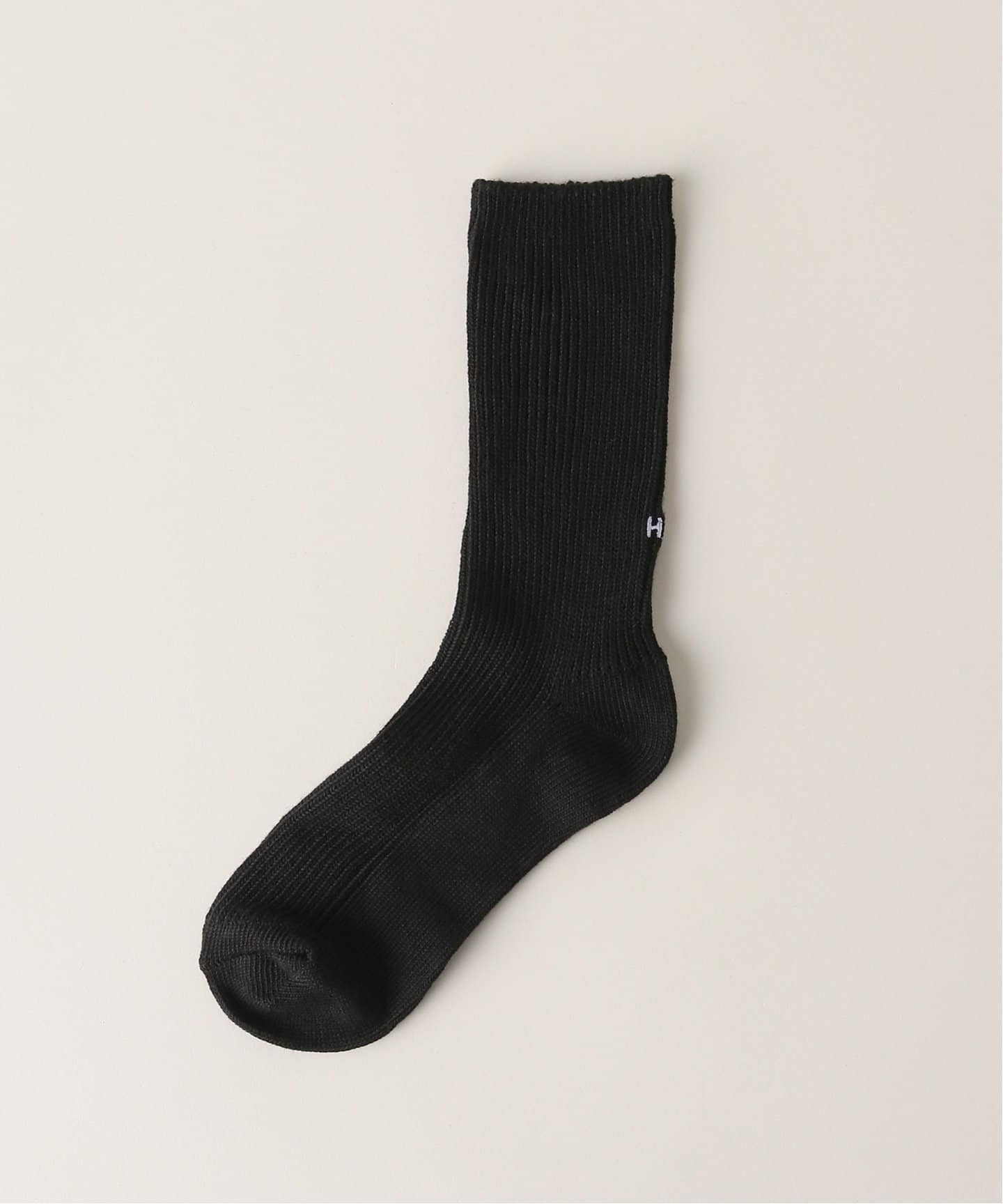 PRADA ブラック ソックス ロゴ入り 刺繍 靴下 ロゴ入りリブソックス