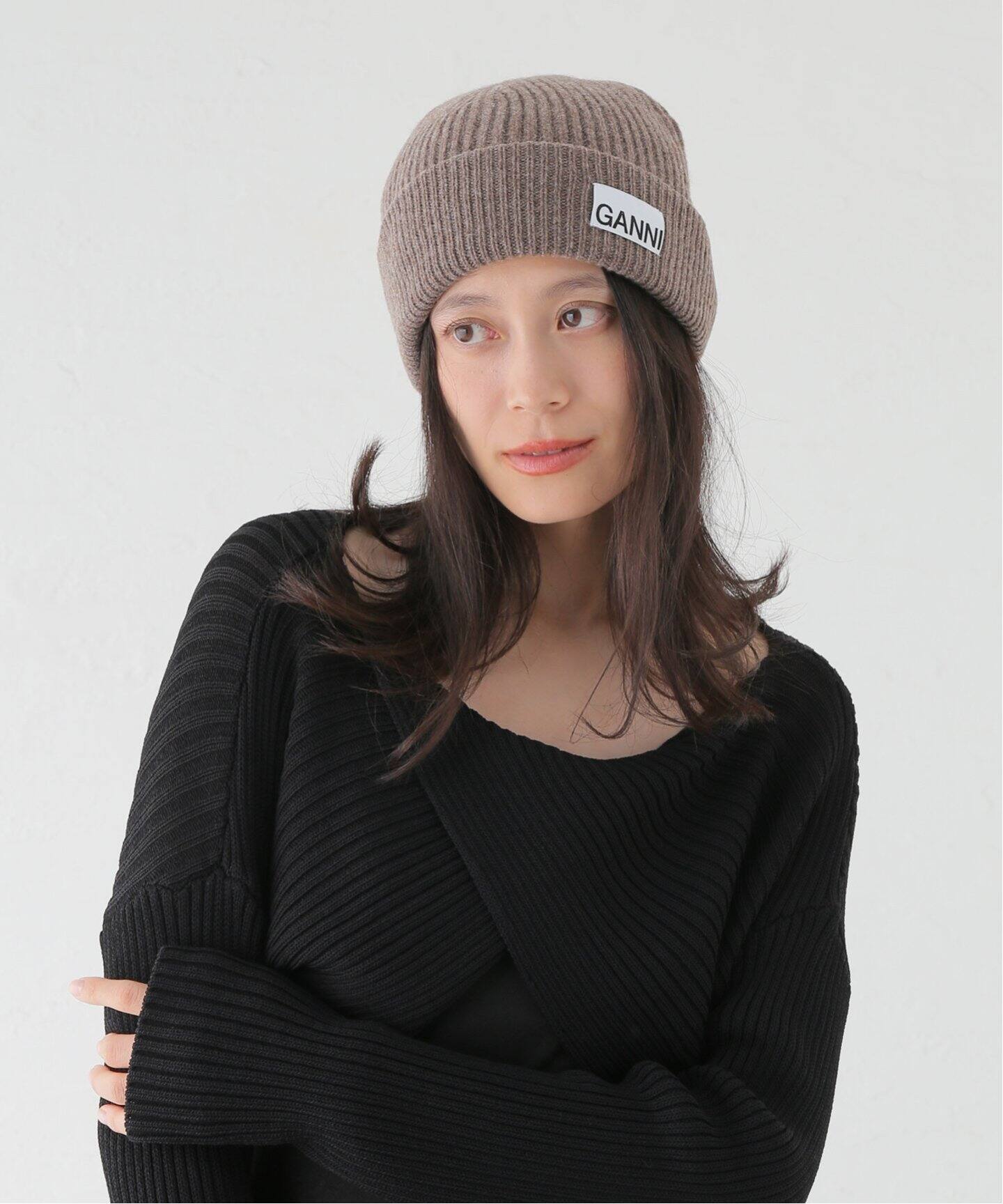 GANNI / ガニー】 Light Structured Rib Knit Beanie（ニットキャップ 