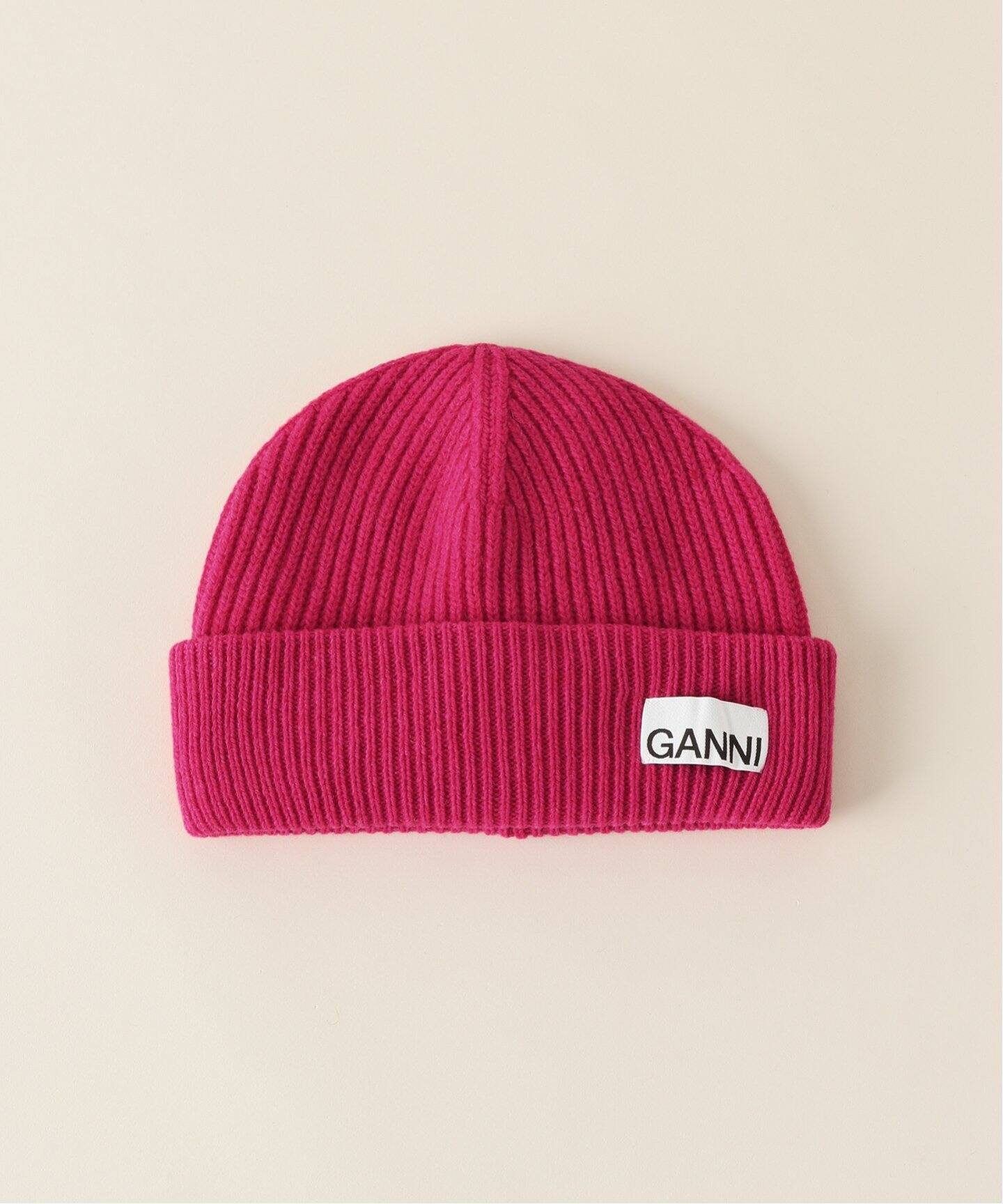 GANNI / ガニー】 Light Structured Rib Knit Beanie（ニットキャップ 