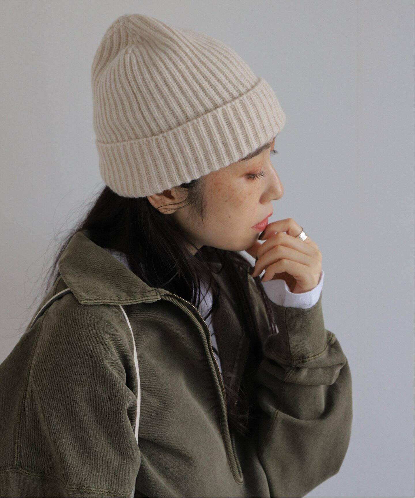 【WILLIAM BRUNTON】カシミヤ Cardigan Stitch Hat 350