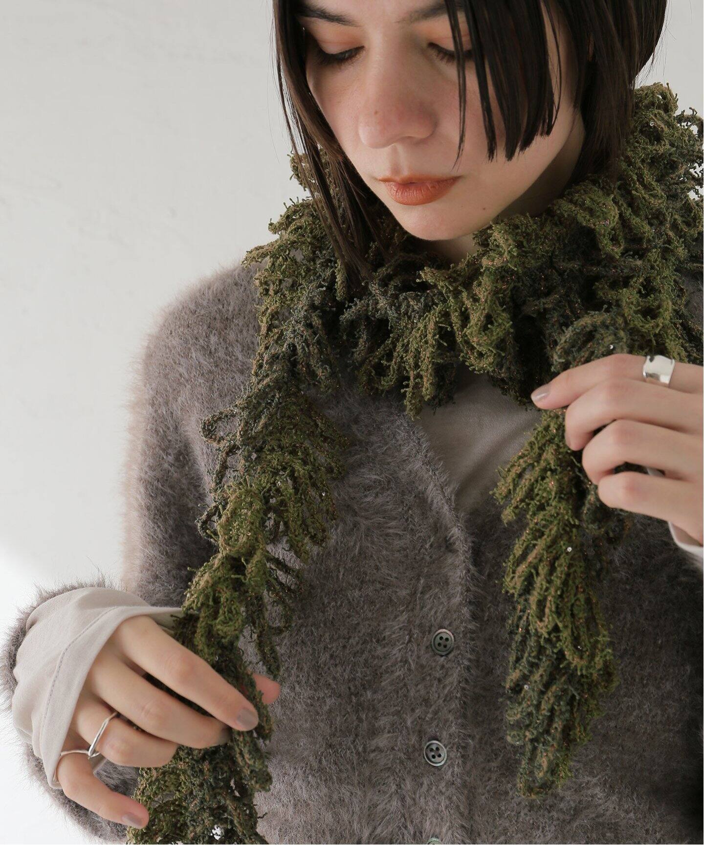 SCULPTOR/スカルプター】 Sequin Mop Scarf SL008210BW（スカーフ