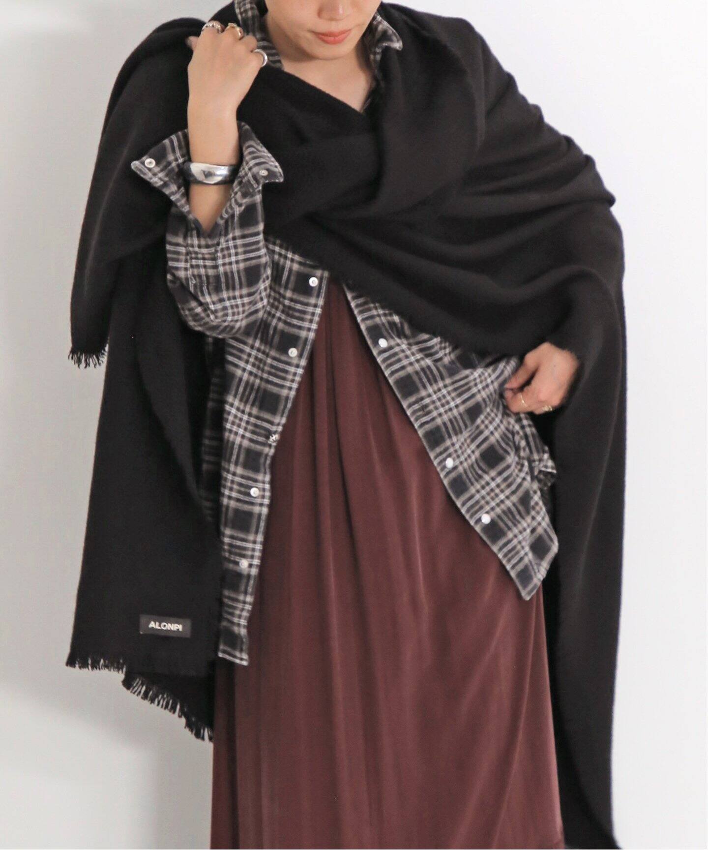 ALONPI/アロンピ】 CASHMERE STOLE（ストール）｜L