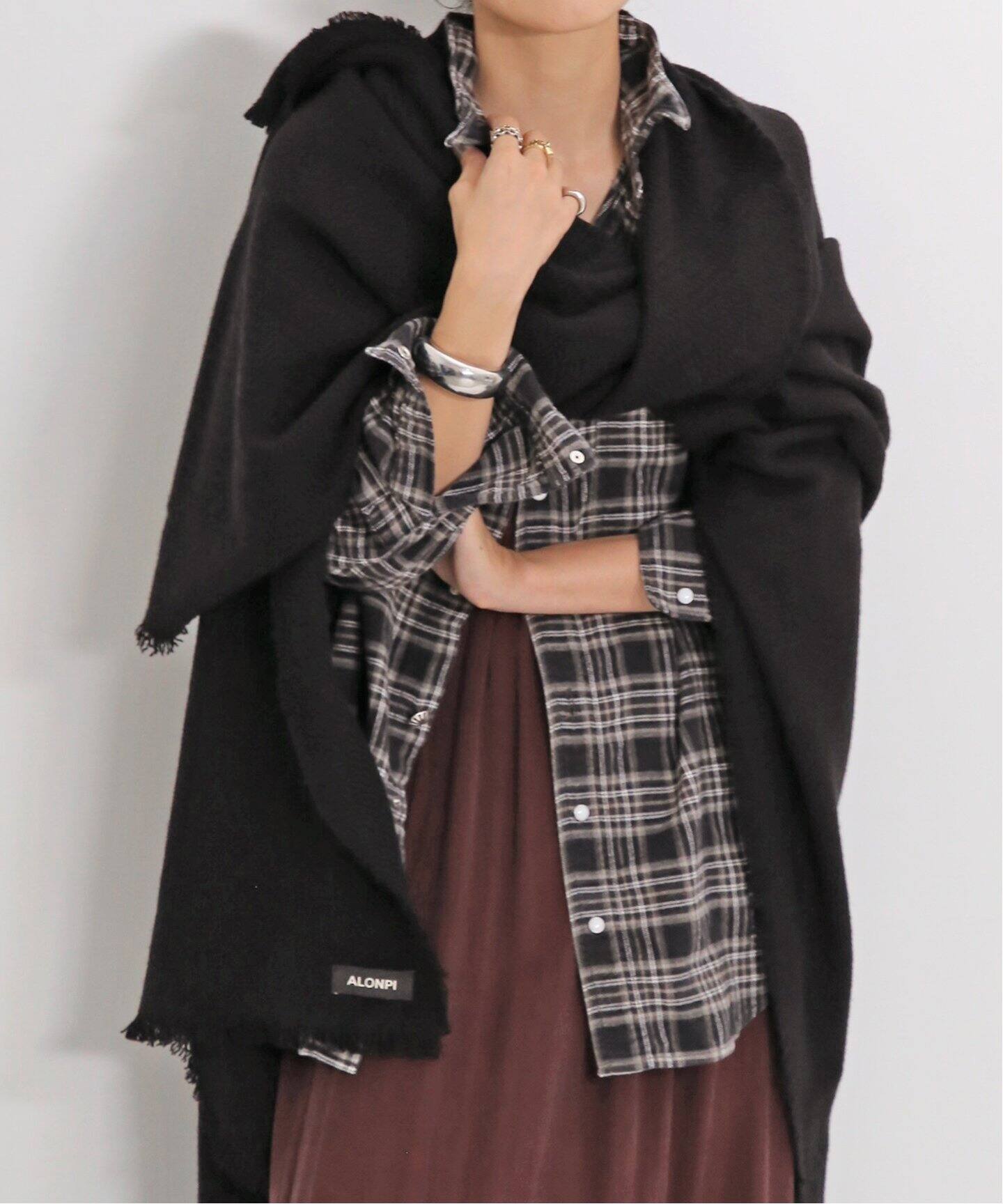 ALONPI/アロンピ】 CASHMERE STOLE（ストール）｜L 