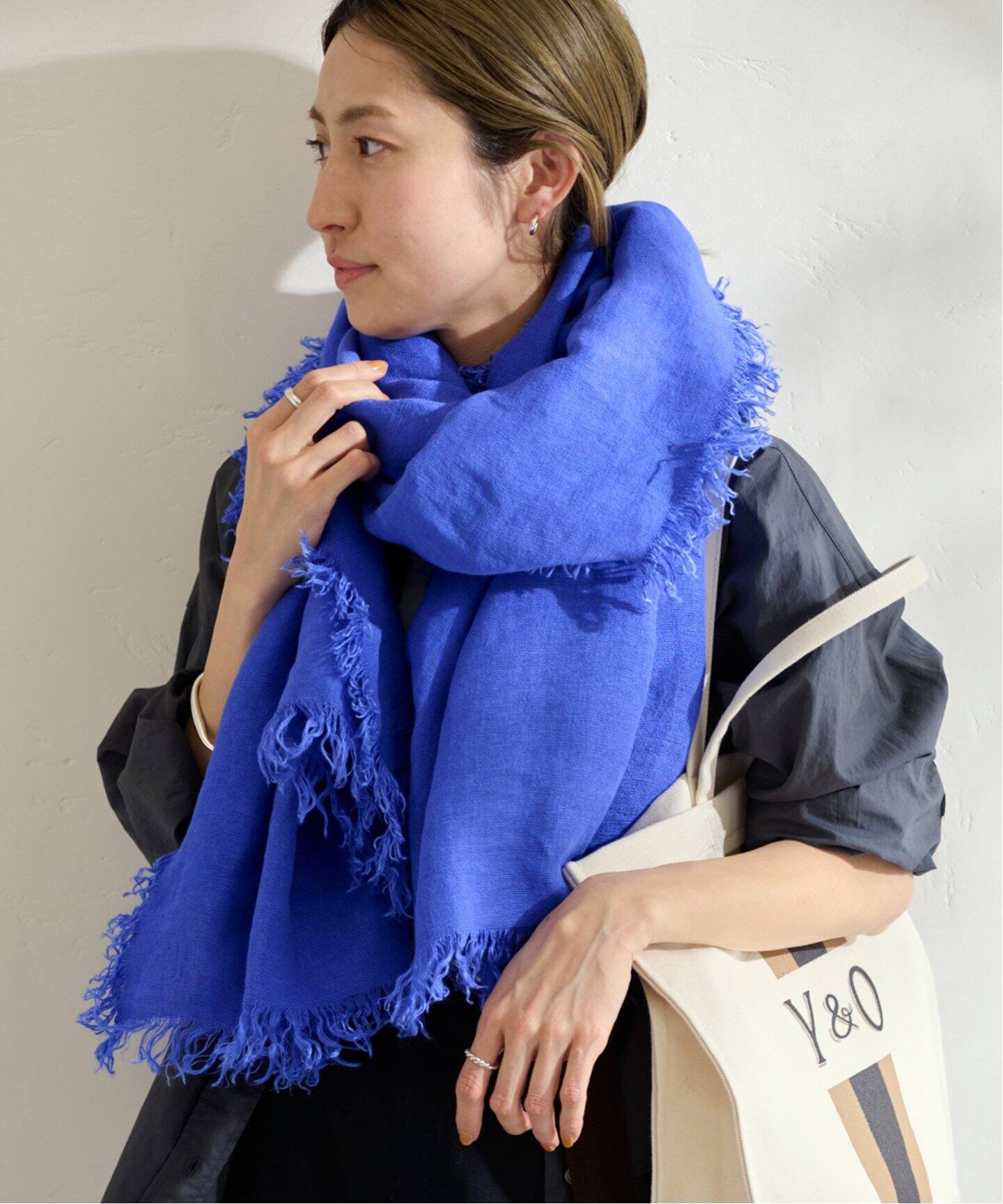 ASAUCE MELER/アソースメレ】ベルギーリネンフリンジストール  