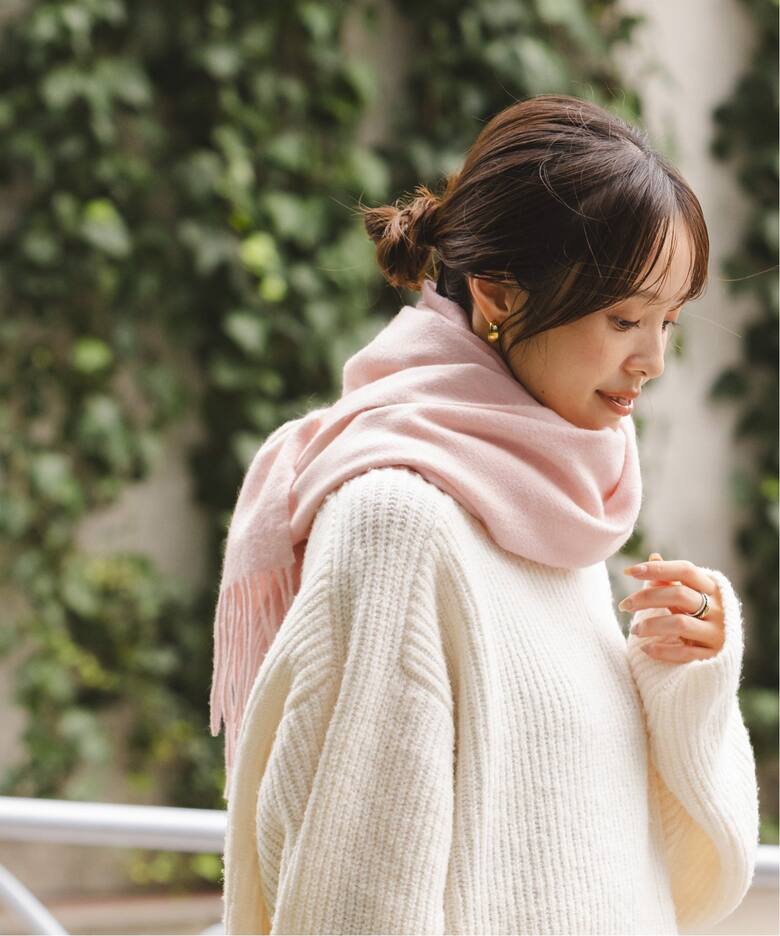 GUSHLOW&COLE イギリス ニット×リアルファー 選ら ショール ピンク 