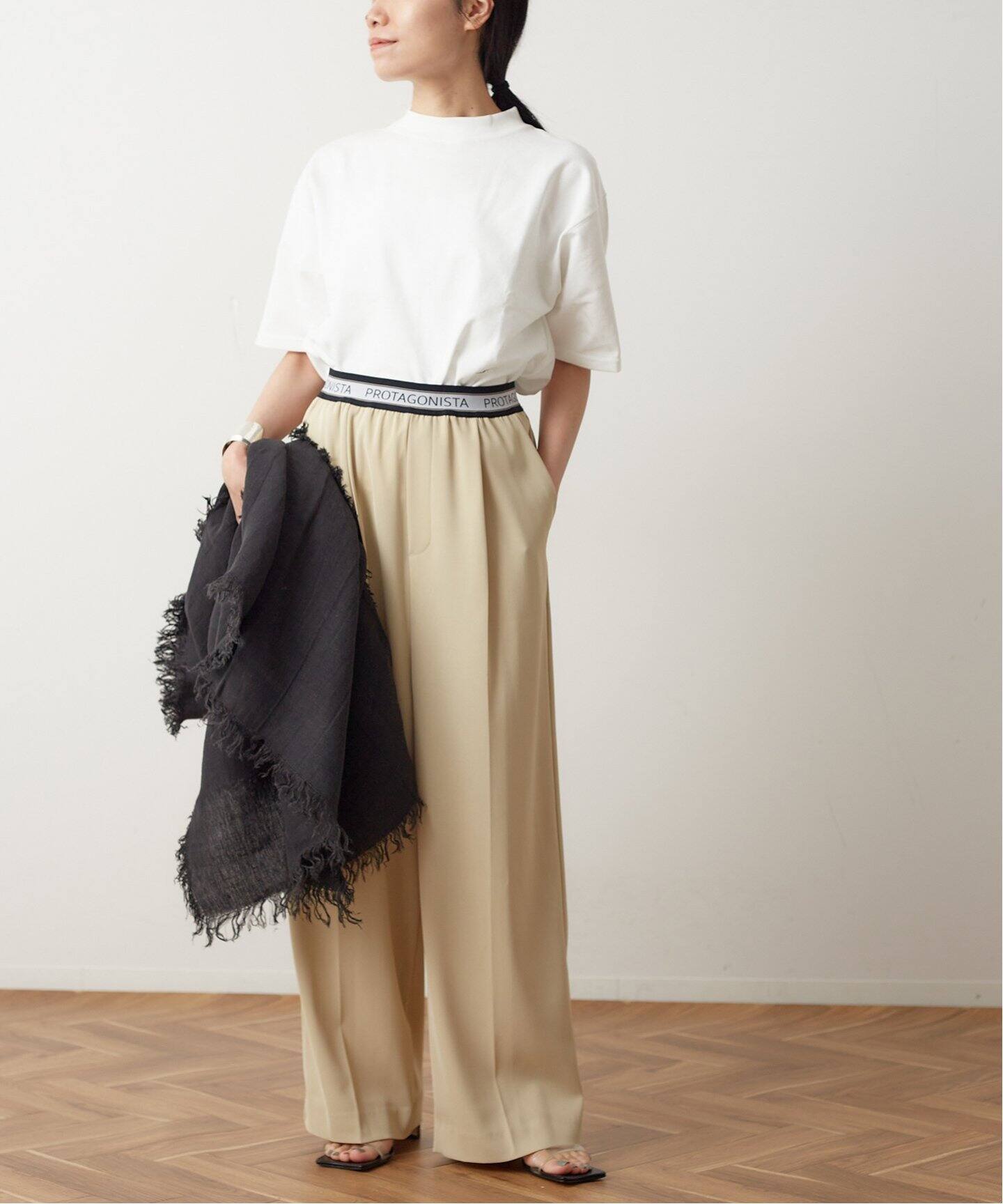 ASAUSE MELER/アソースメレ】ベルギーリネンフリンジストール  