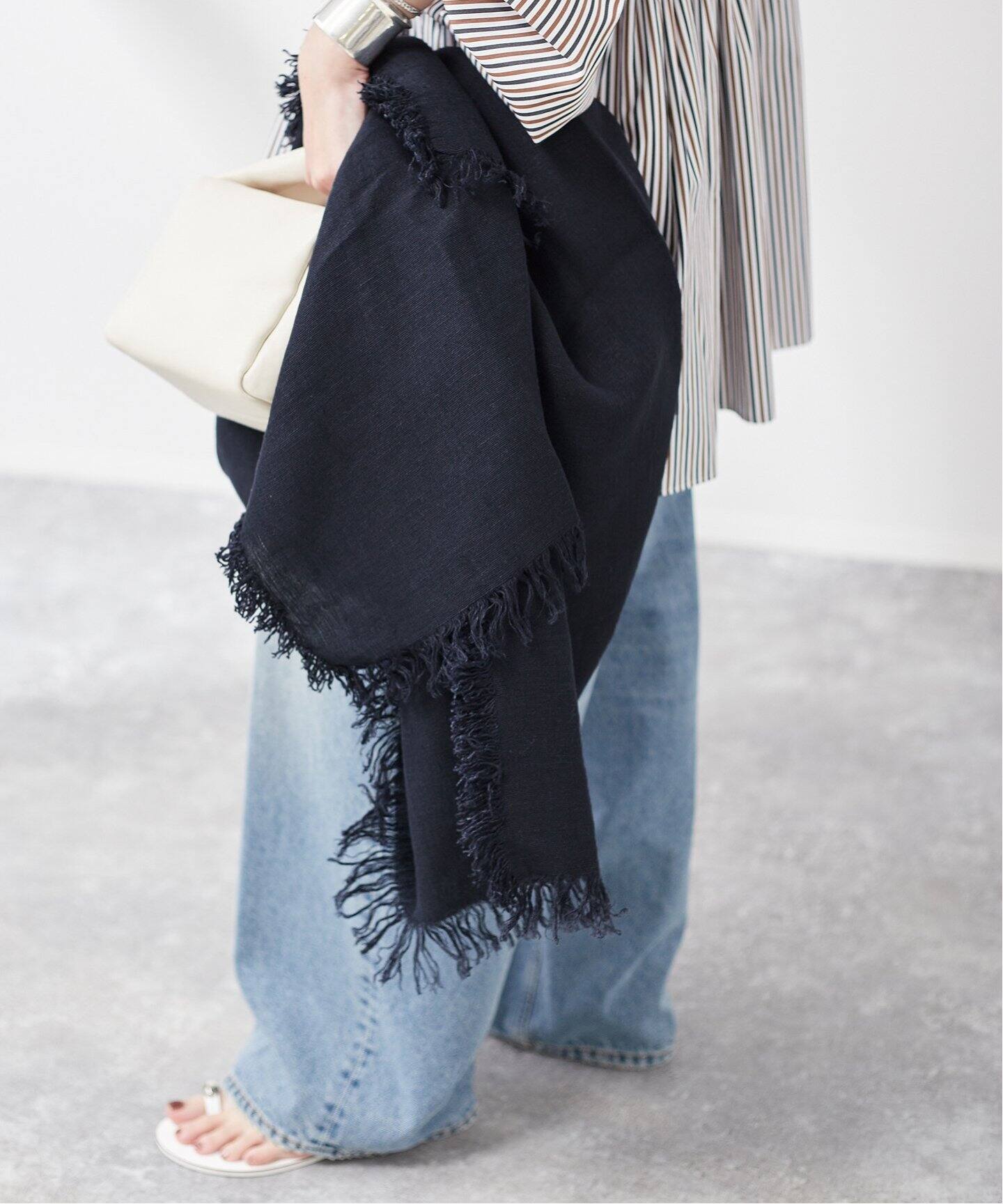 ASAUSE MELER/アソースメレ】ベルギーリネンフリンジストール  