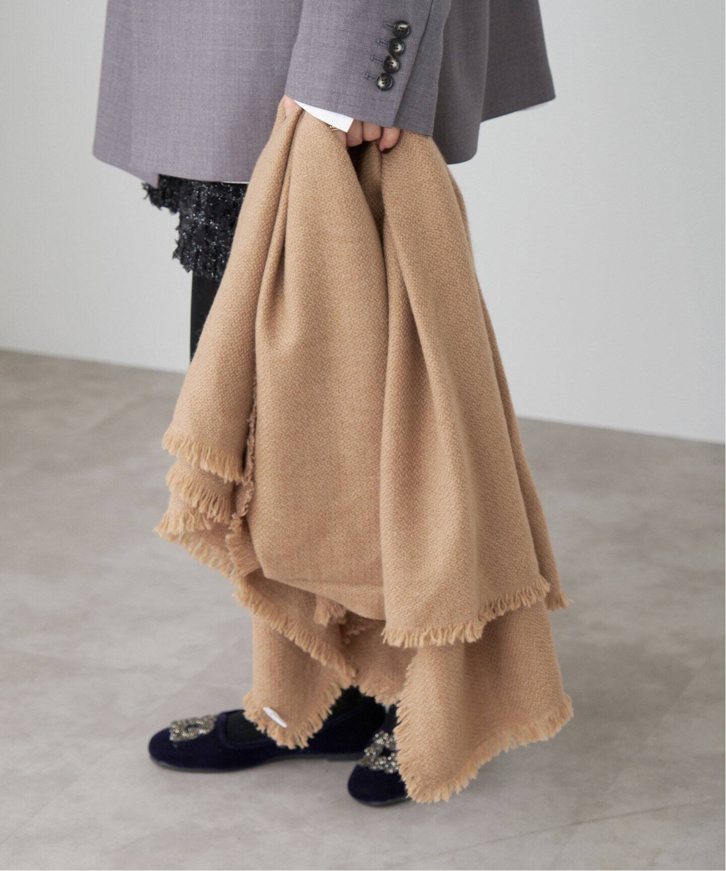 美品 IENA NIMNIMDUAI ニムニムデュアイ　カシミヤストール NIMNIMDUAI/ニムニムデュアイ YAK COTTON ストール（ストール