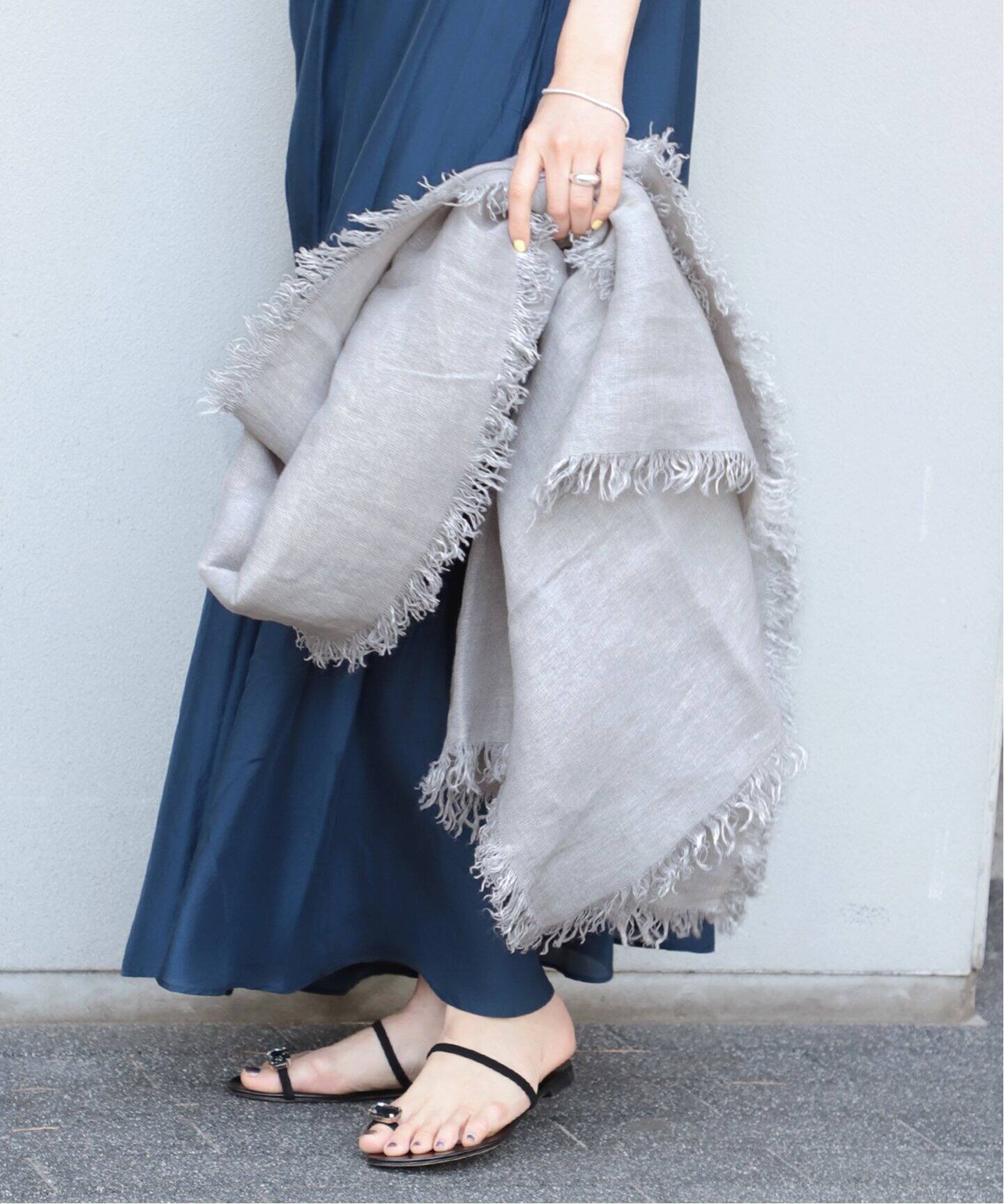 ASAUCE MELER/アソースメレ】ベルギーリネン フリンジストール  