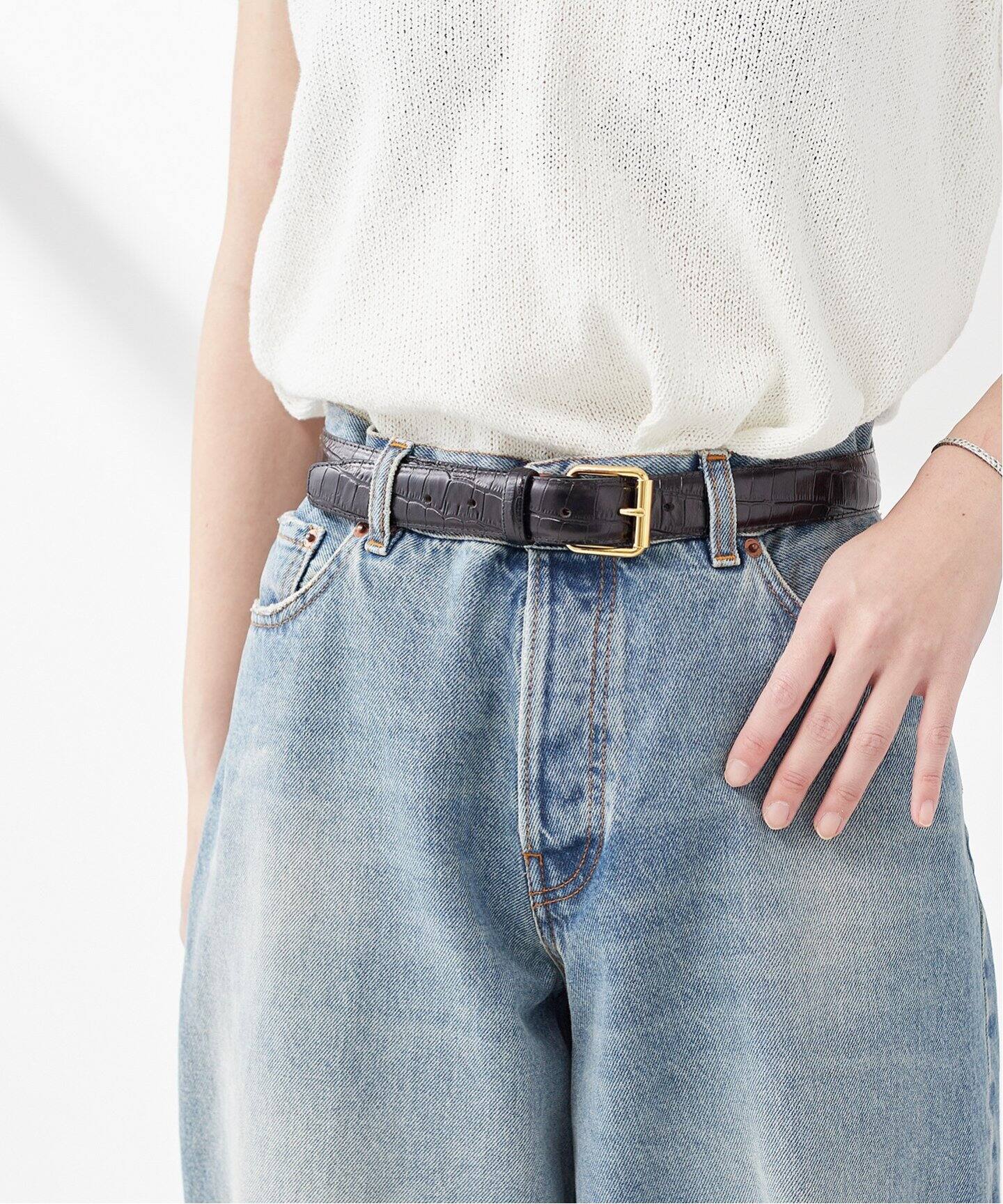 MAISON BOINET/メゾンボワネ】30MM BELT IN CALF PRINTED：ベルト  
