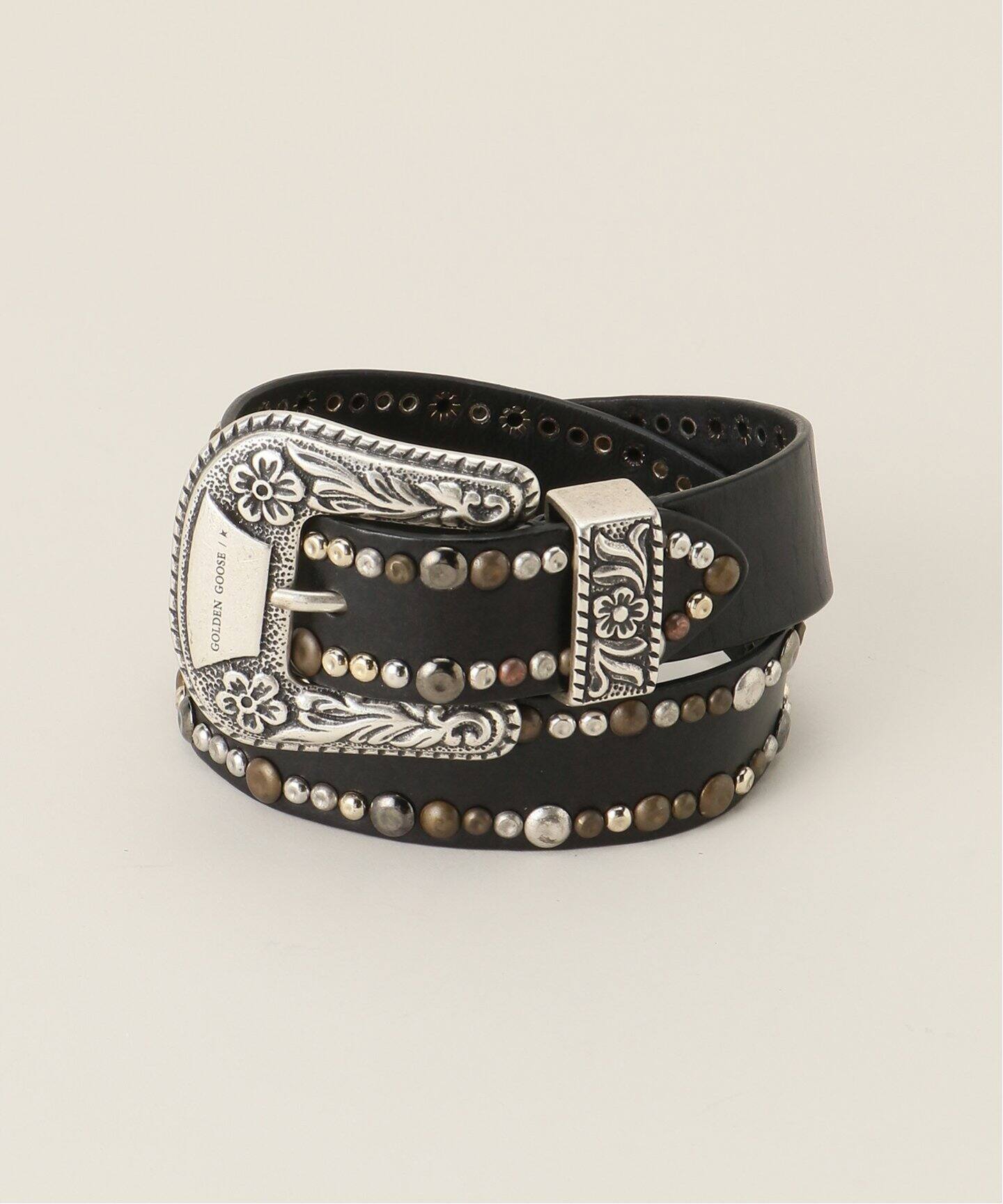 GOLDEN GOOSE / ゴールデングース】WASHED LEATHER STUDS ベルト 