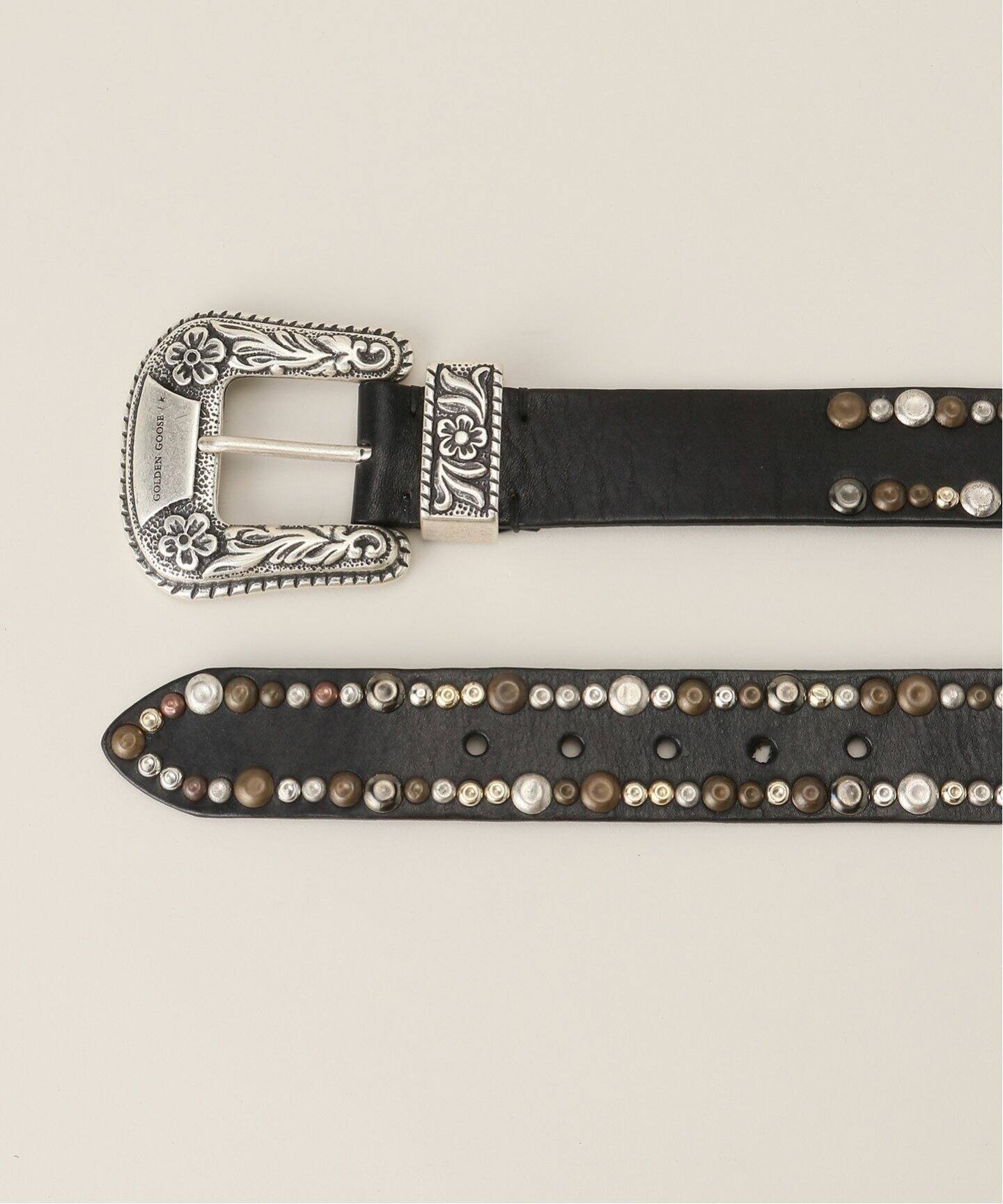 GOLDEN GOOSE / ゴールデングース】WASHED LEATHER STUDS ベルト 