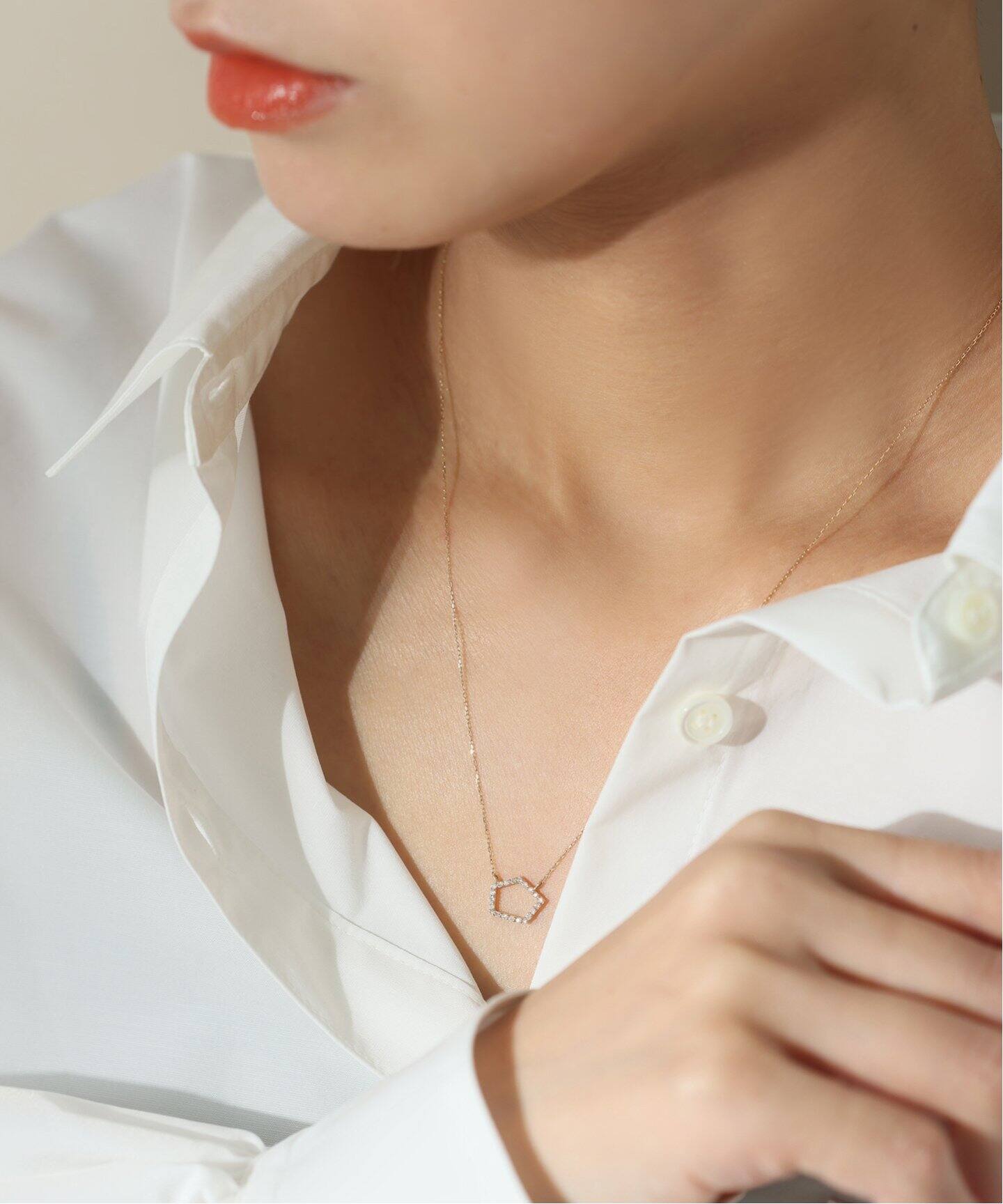 ペンタゴンダイヤ45cmネックレス K10（ネックレス）｜Lilas（リラ）の  