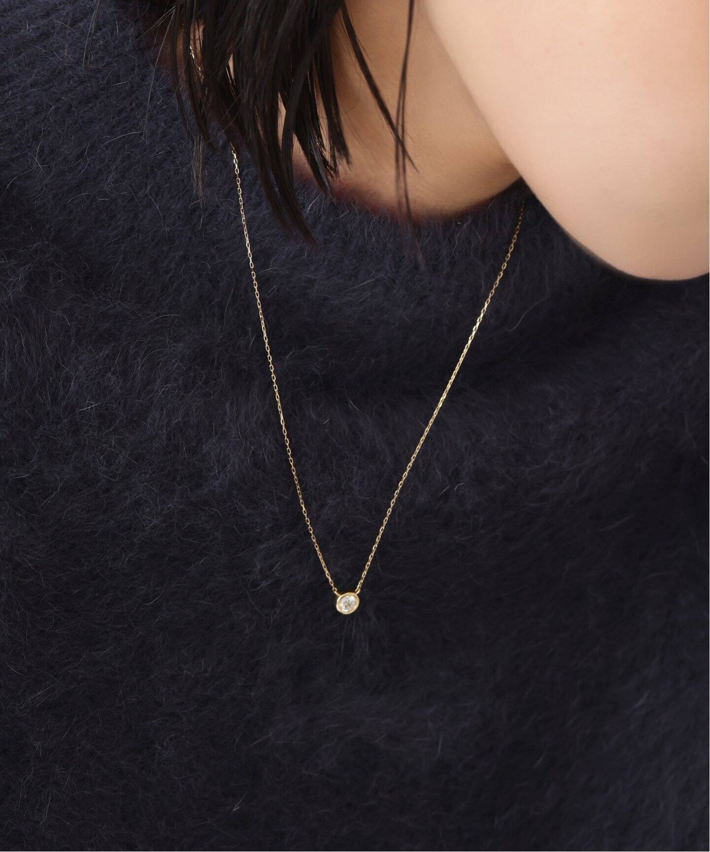 フクリン0.28ctダイヤネックレス K18（ネックレス）｜Lilas（リラ）の  